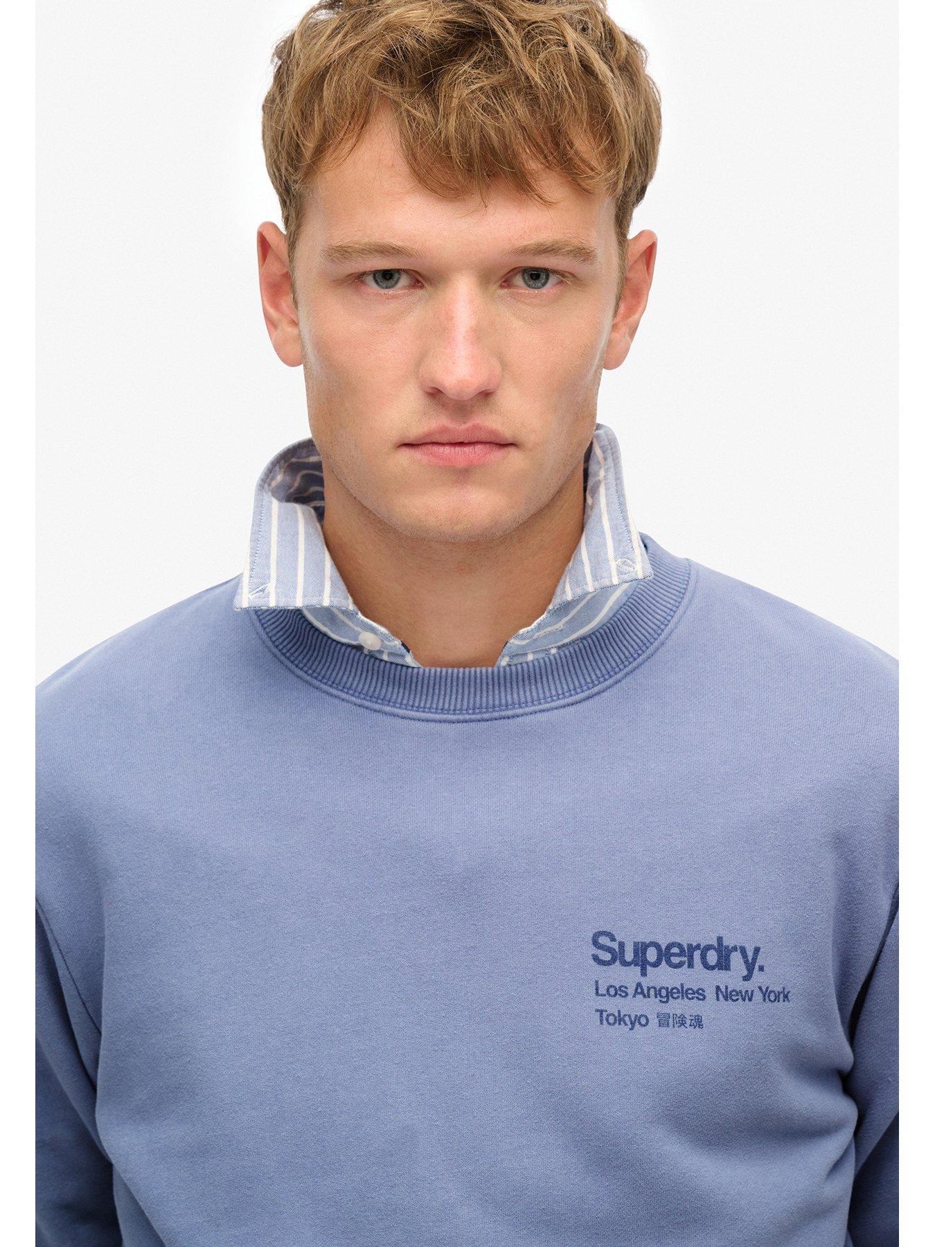  image of superdry-core-logo-city-backhit-crew-sweat-top-light-blue