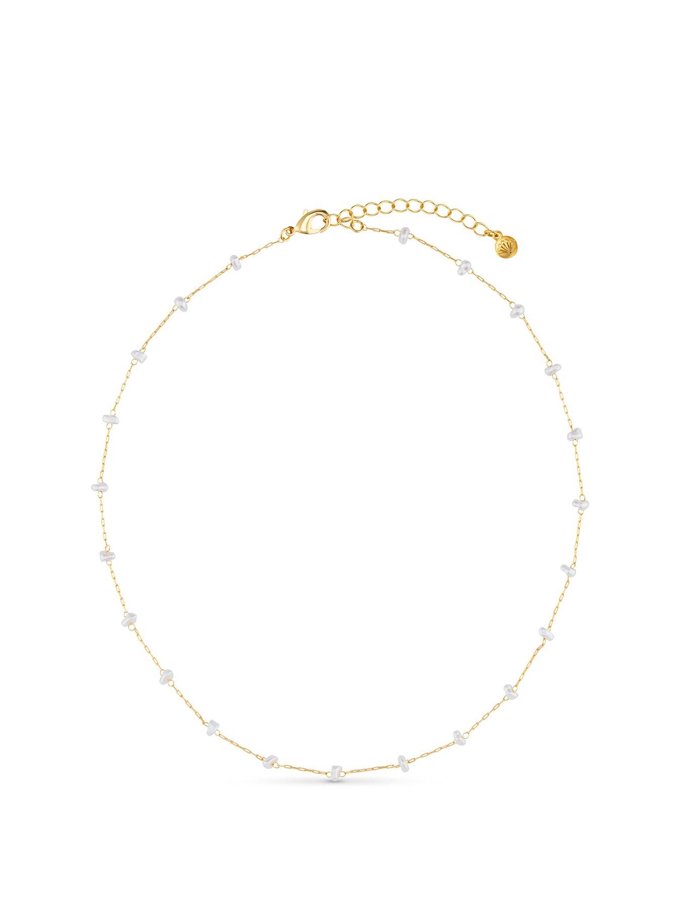 Image 1 of 3 of Orelia Pearl Stationed Chain Necklace