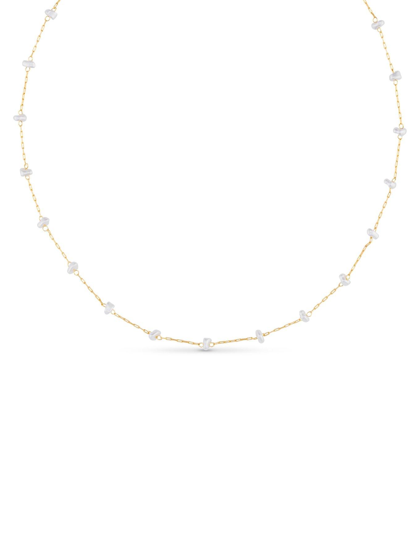 Image 3 of 3 of Orelia Pearl Stationed Chain Necklace