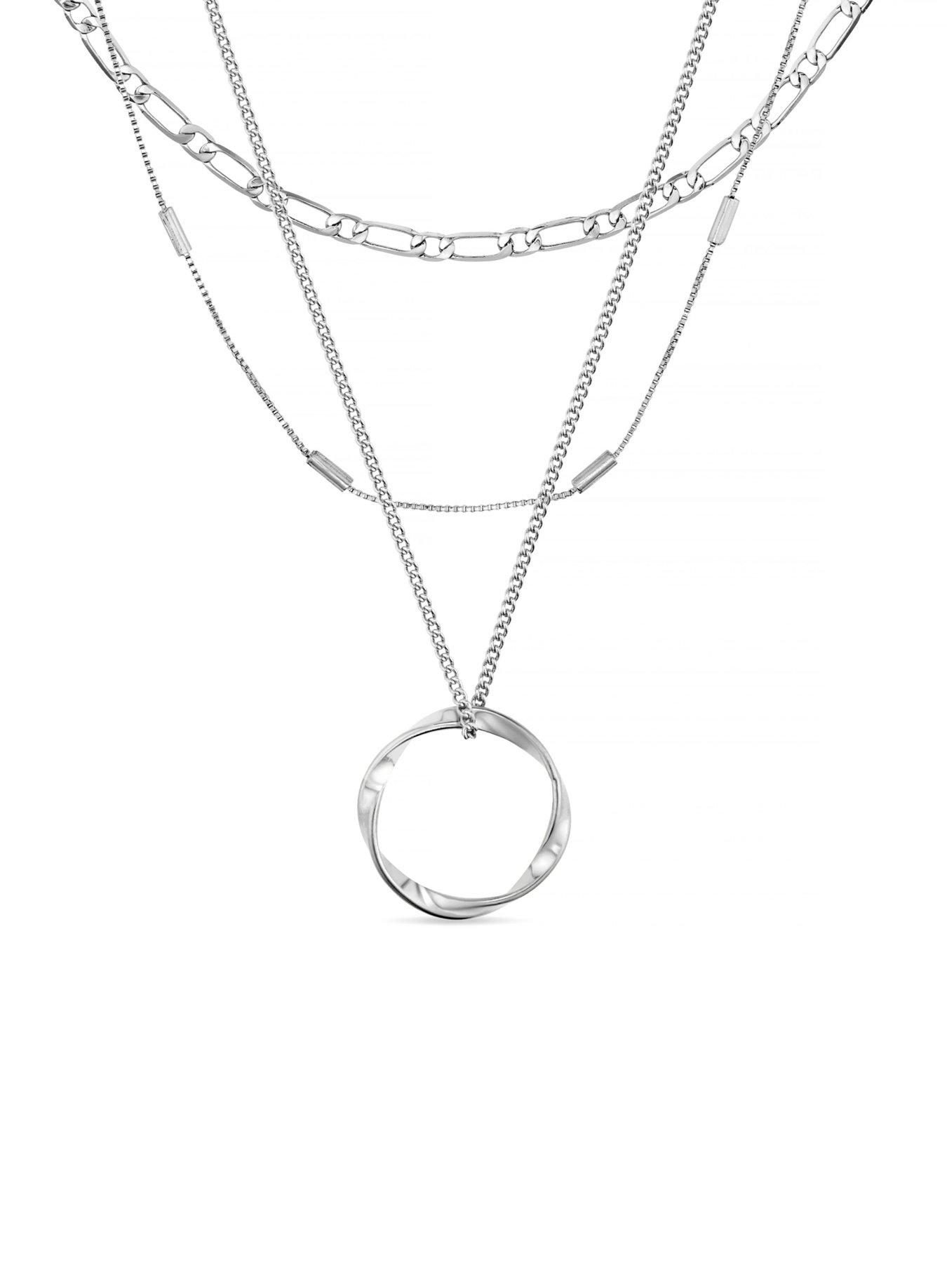 Image 2 of 3 of Orelia Open Circle Three Row Necklace