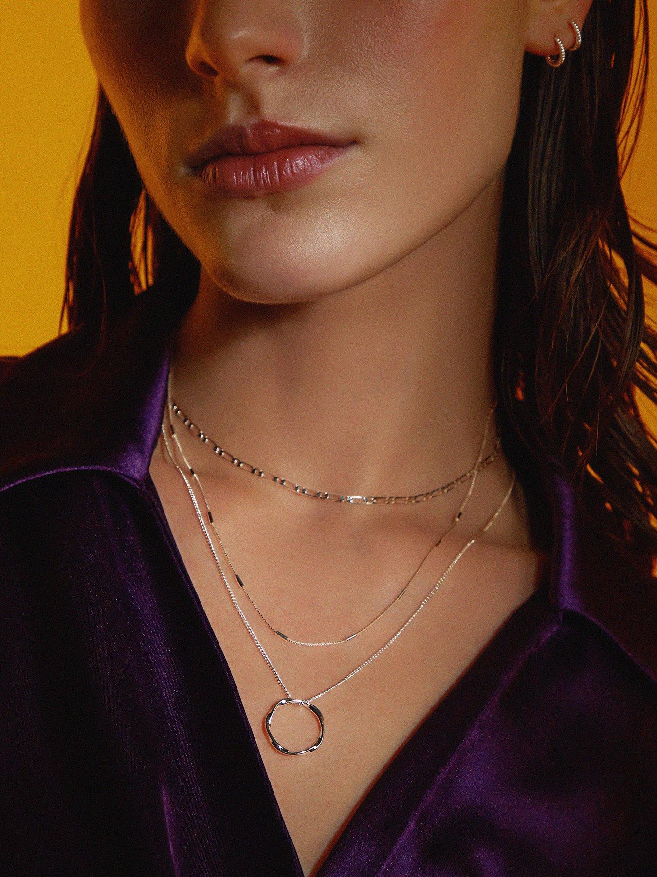 Image 3 of 3 of Orelia Open Circle Three Row Necklace