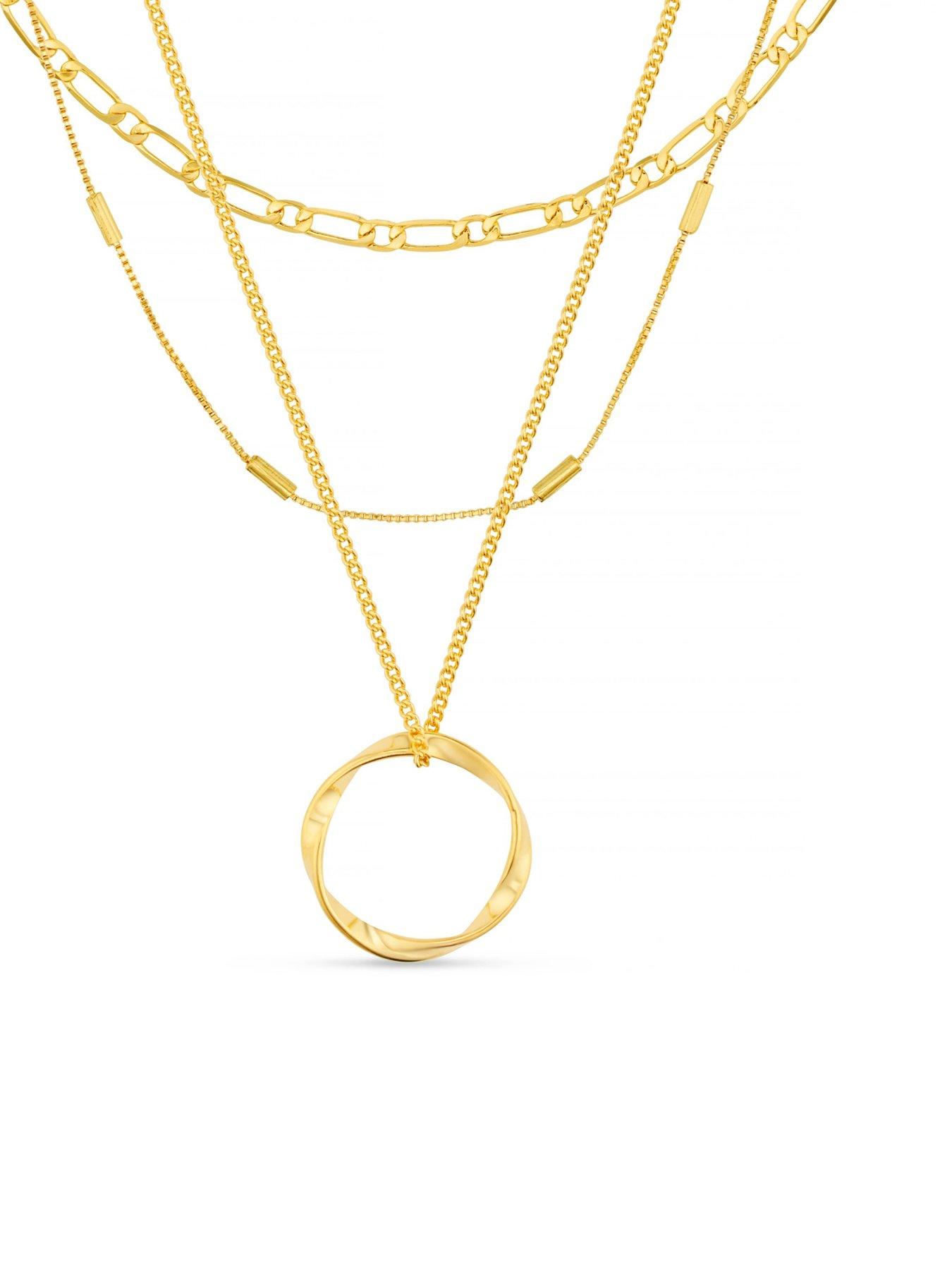 Image 2 of 3 of Orelia Open Circle Three Row Necklace