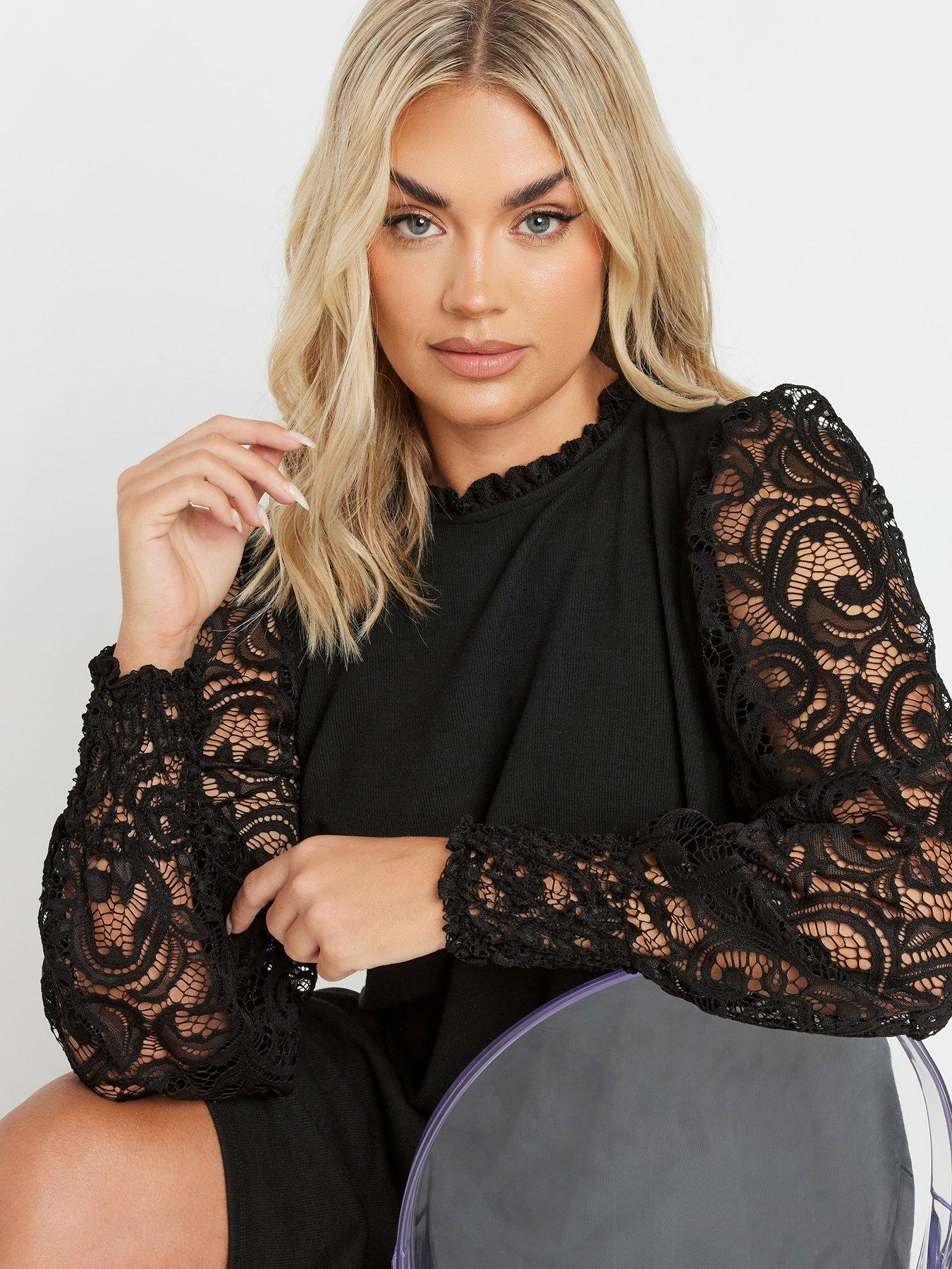 Yours Curve Lace Sleeve Dress Black Littlewoods — free download
