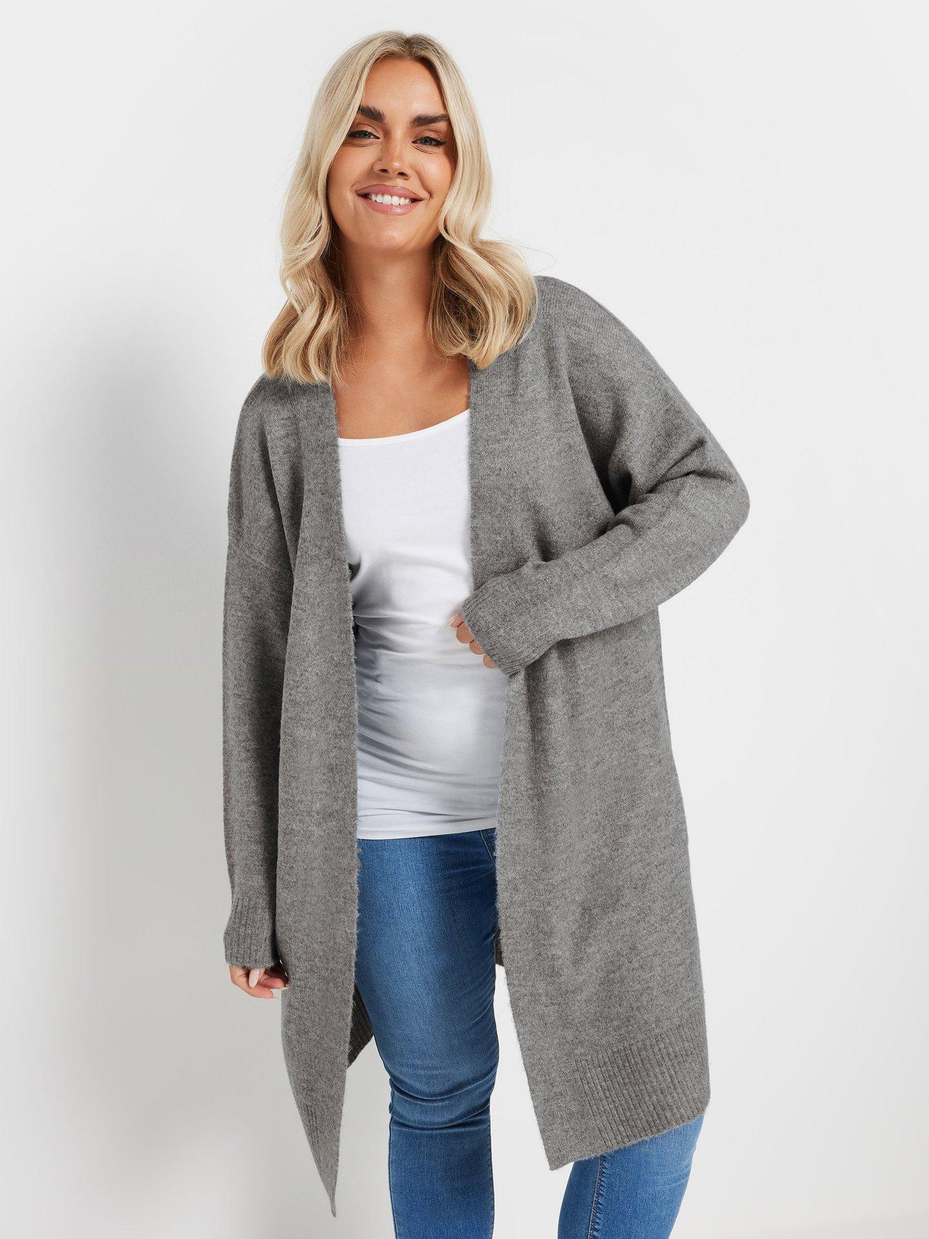 undefined Curve Soft Handle Midi Cardigan - Grey