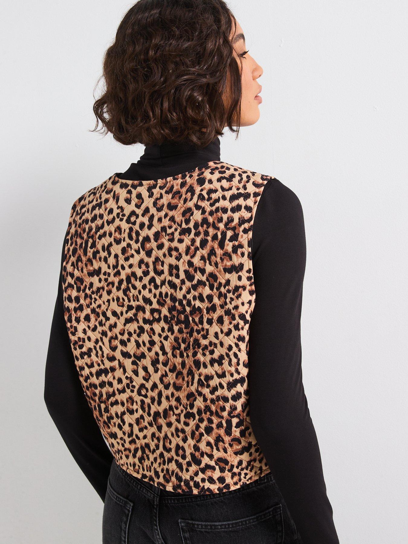  image of pieces-quilted-tie-detail-sleeveless-jacket-leopard-print