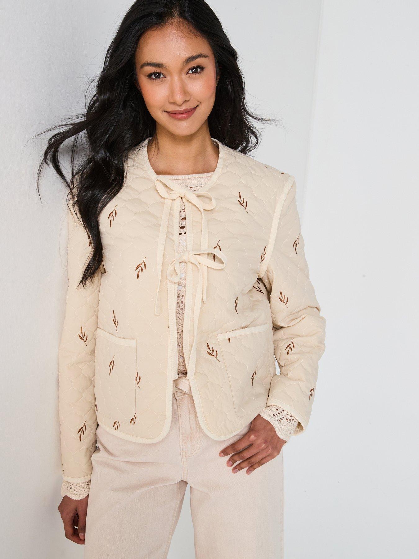  image of vero-moda-evelyn-embellished-short-jacket-cream