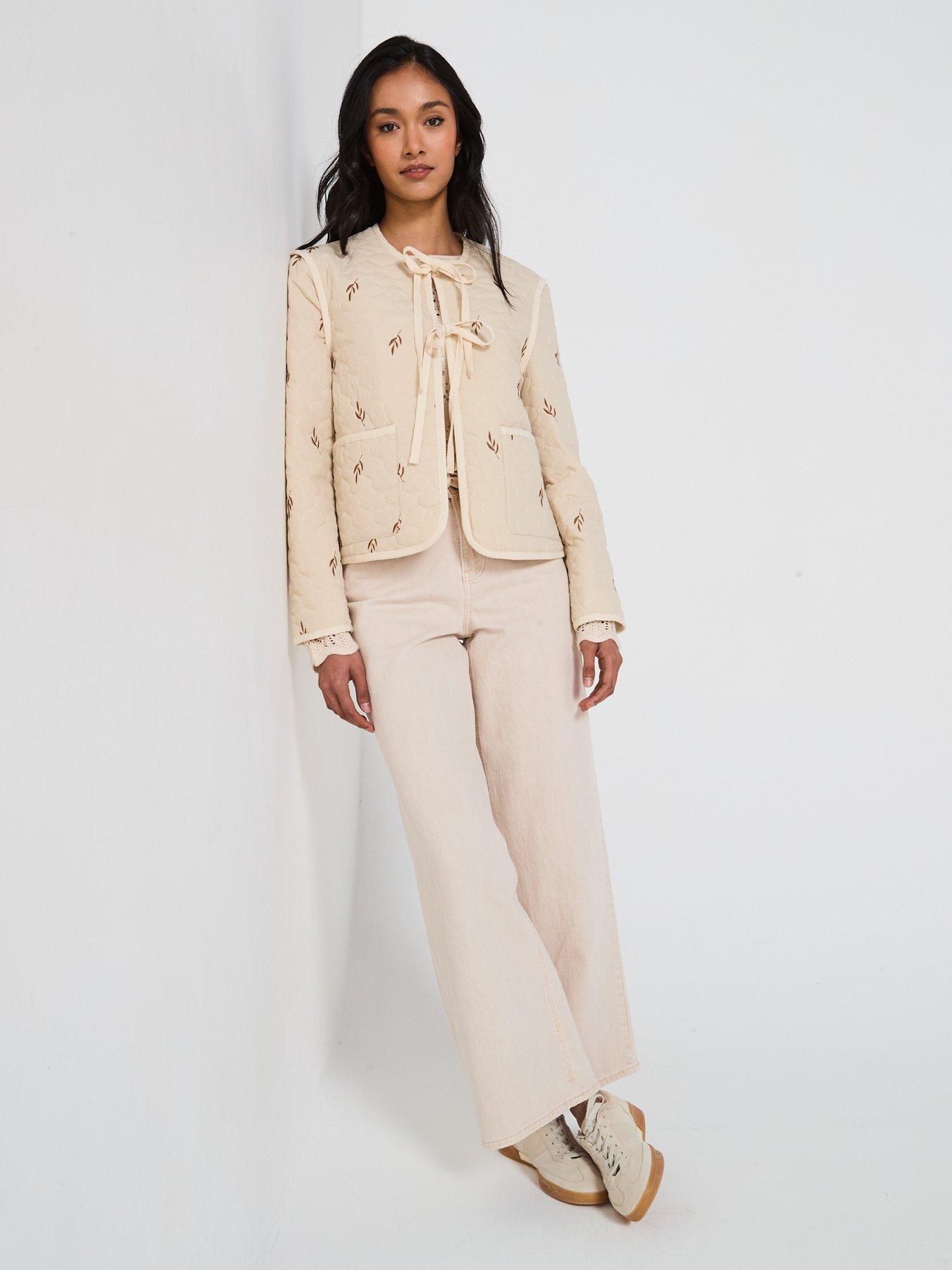  image of vero-moda-evelyn-embellished-short-jacket-cream