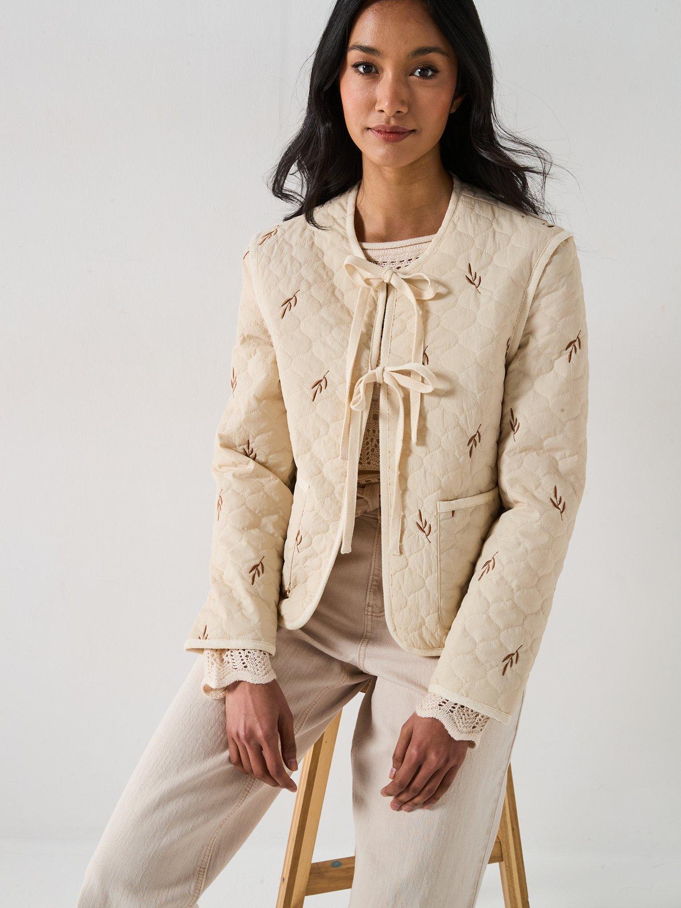  image of vero-moda-evelyn-embellished-short-jacket-cream