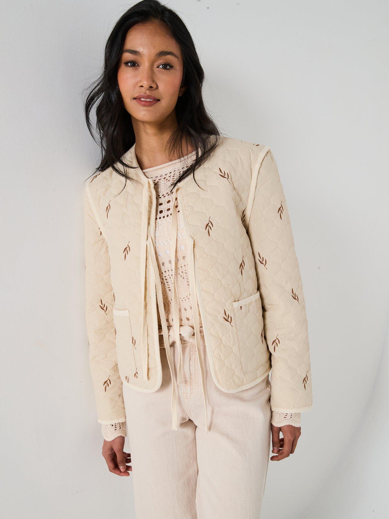  image of vero-moda-evelyn-embellished-short-jacket-cream