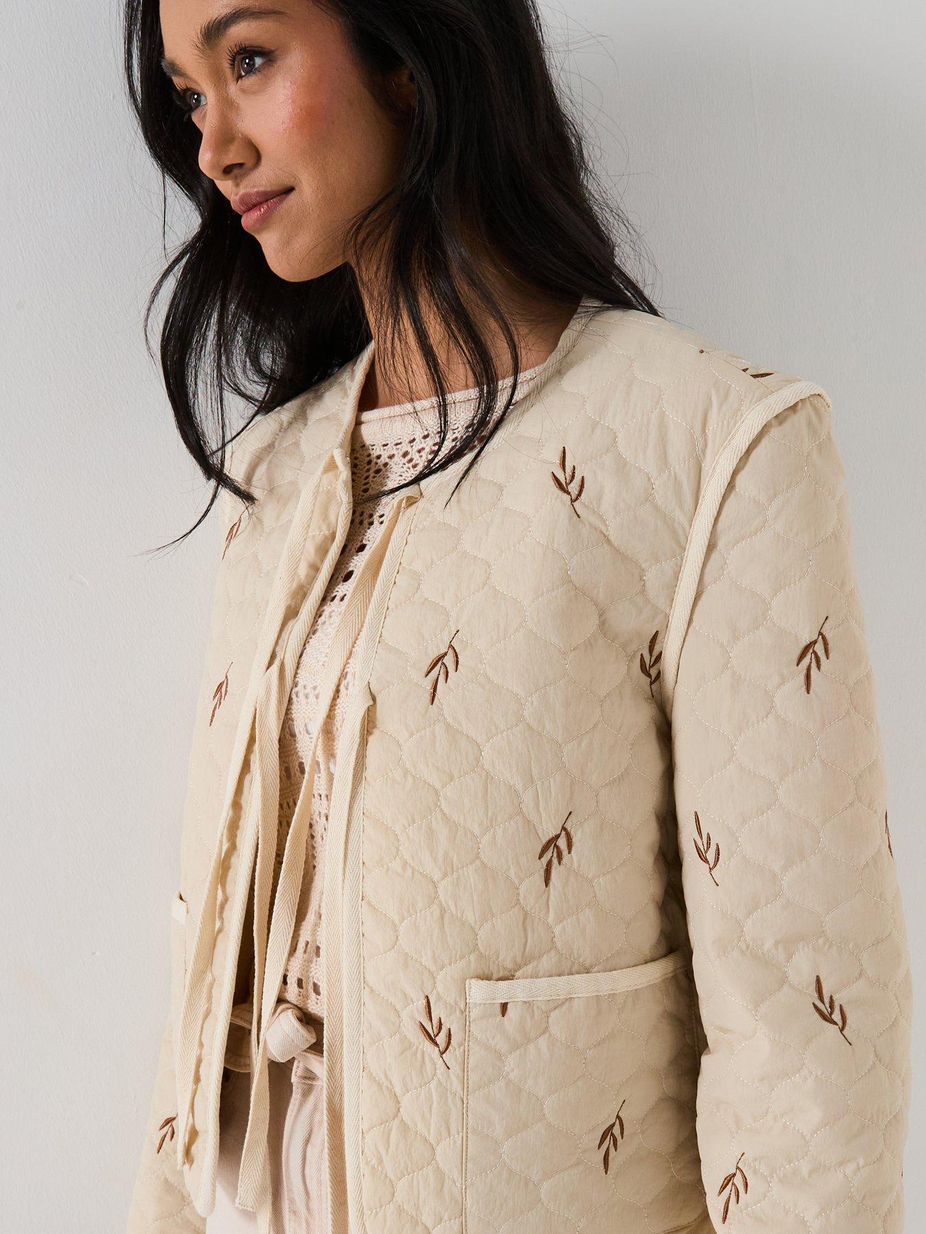  image of vero-moda-evelyn-embellished-short-jacket-cream