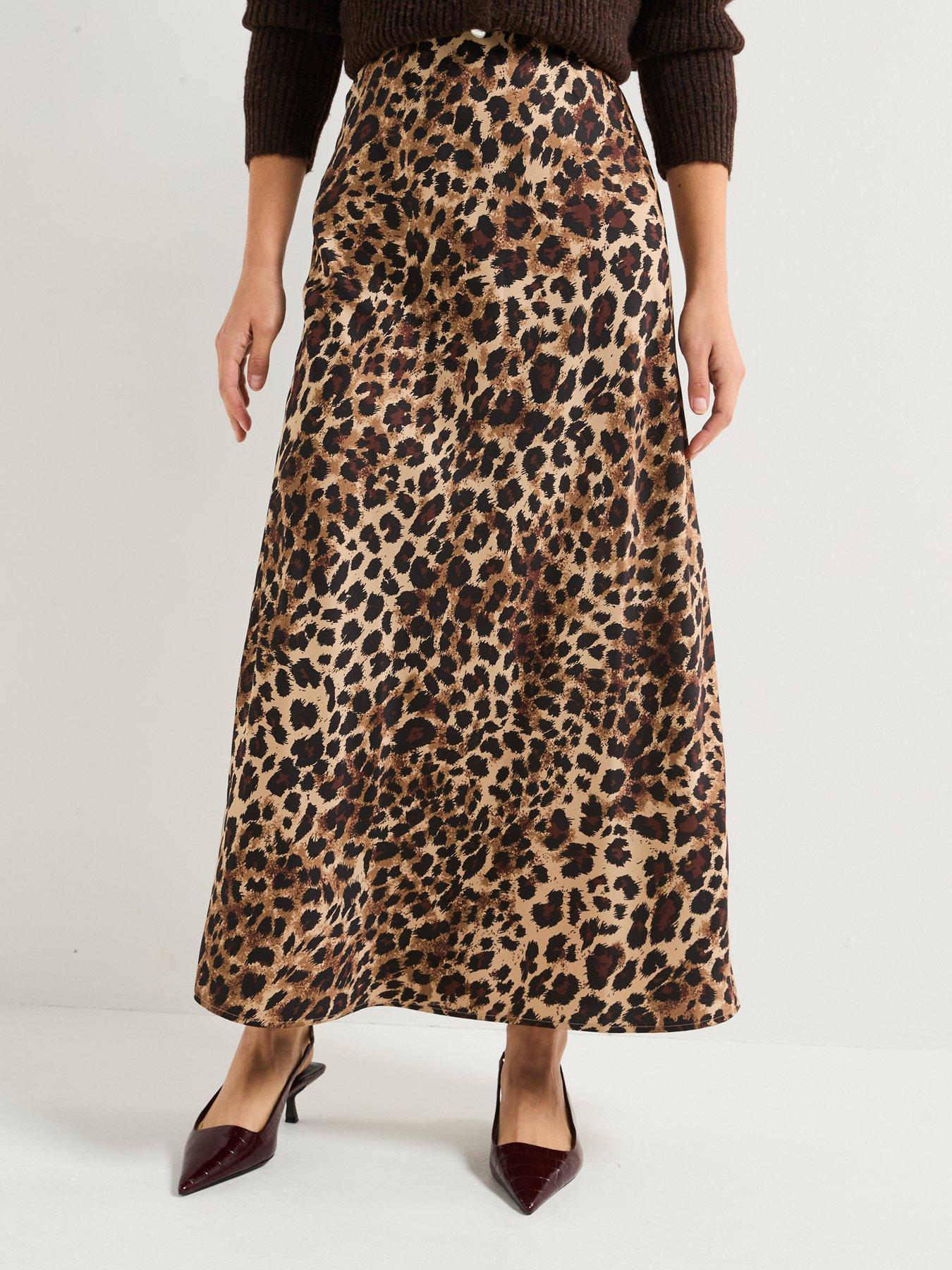 Only Chigo Ankle Satin Skirt - Leopard Print