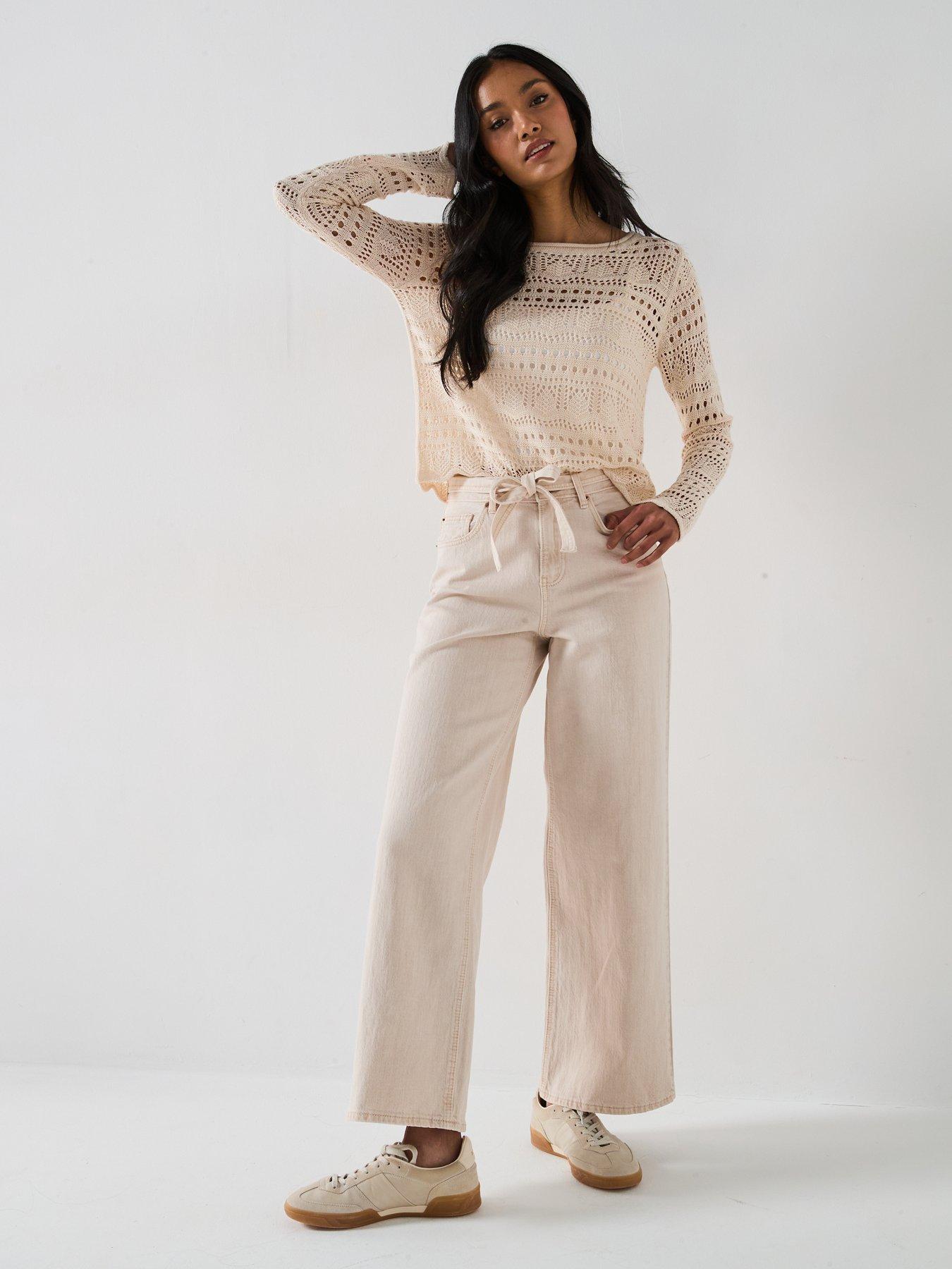  image of vero-moda-karlie-tie-belt-denim-jean-cream