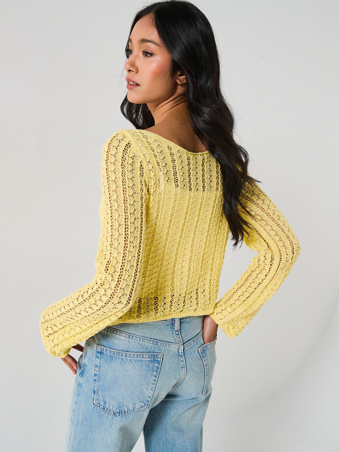 Yellow Set Sail Sequin Patch Short Sleeve Tee Top