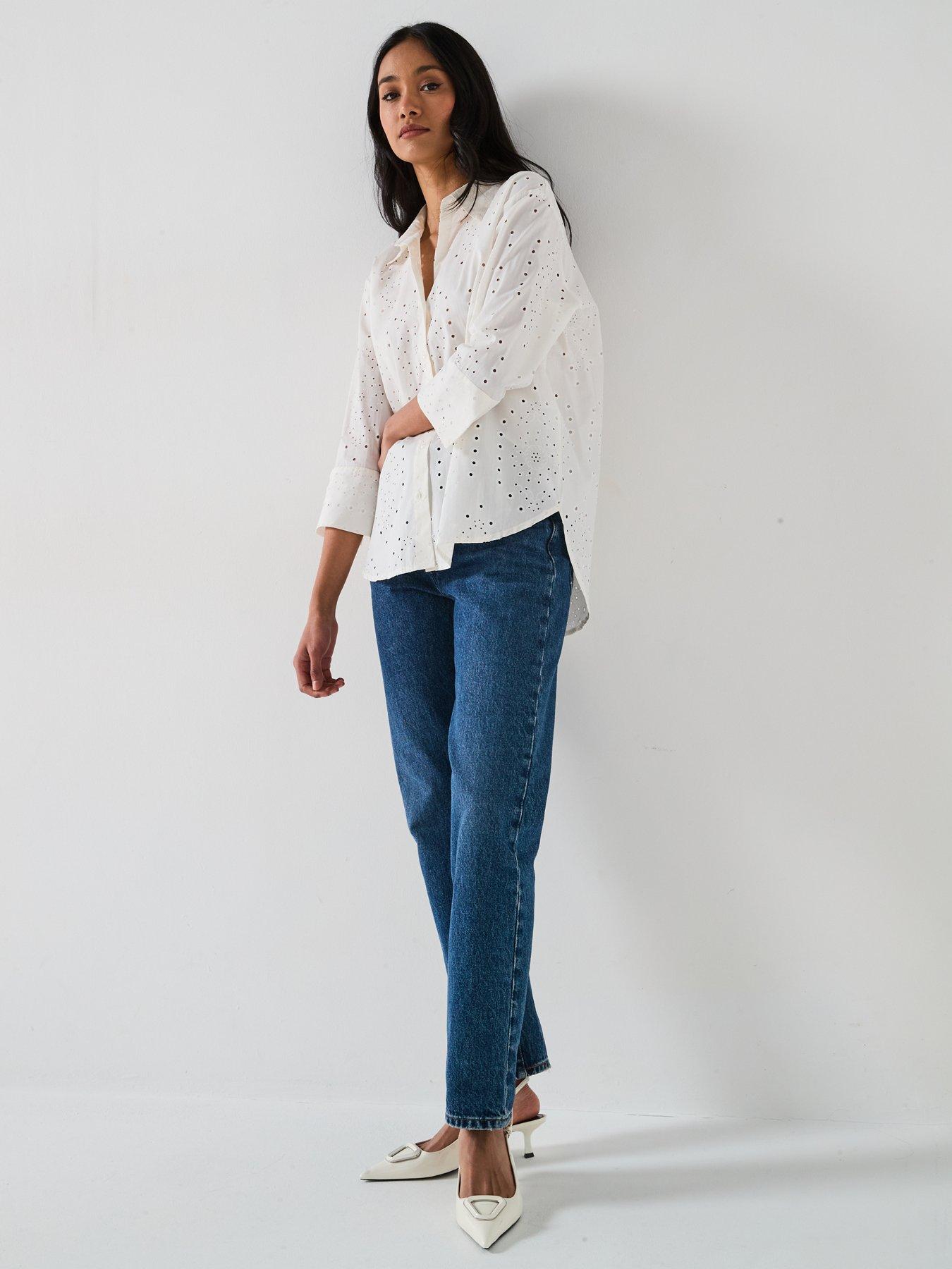  image of jdy-embroidered-relaxed-fit-shirt-white