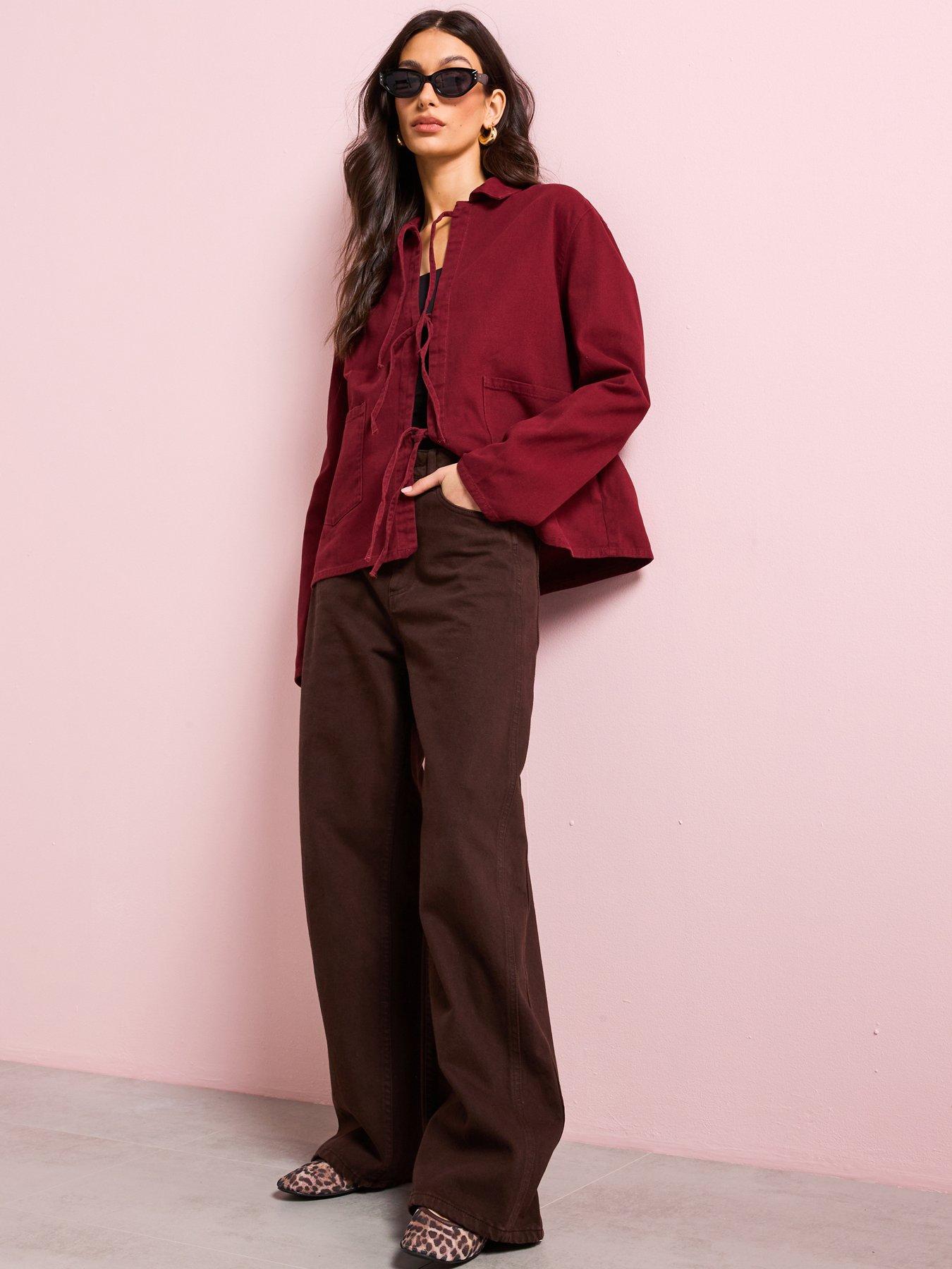 Only Tie Detail Jacket - Burgundy