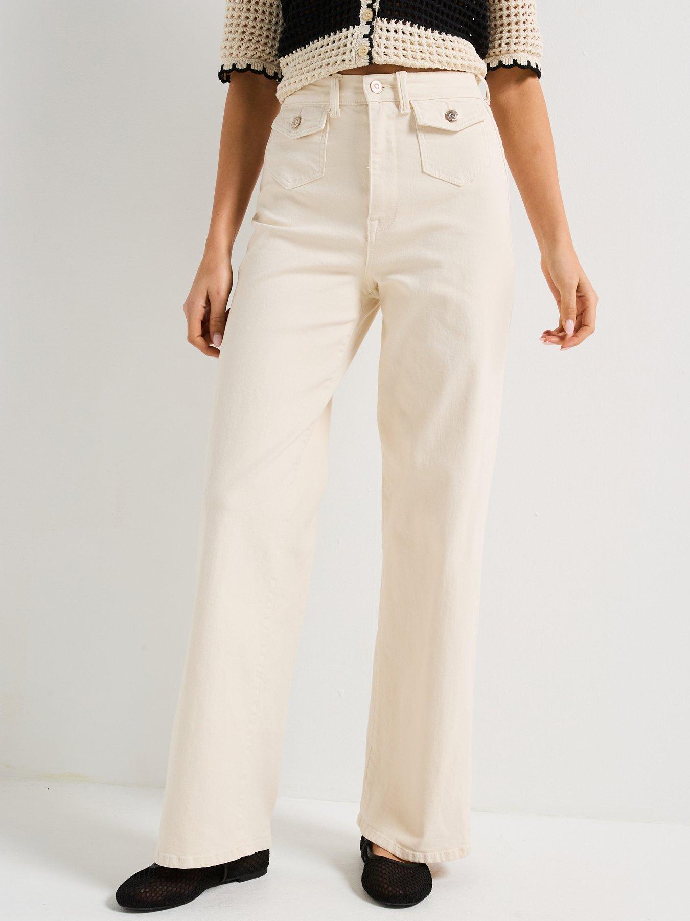 Only Hope High Waist Wide Leg Pocket Pant - Cream