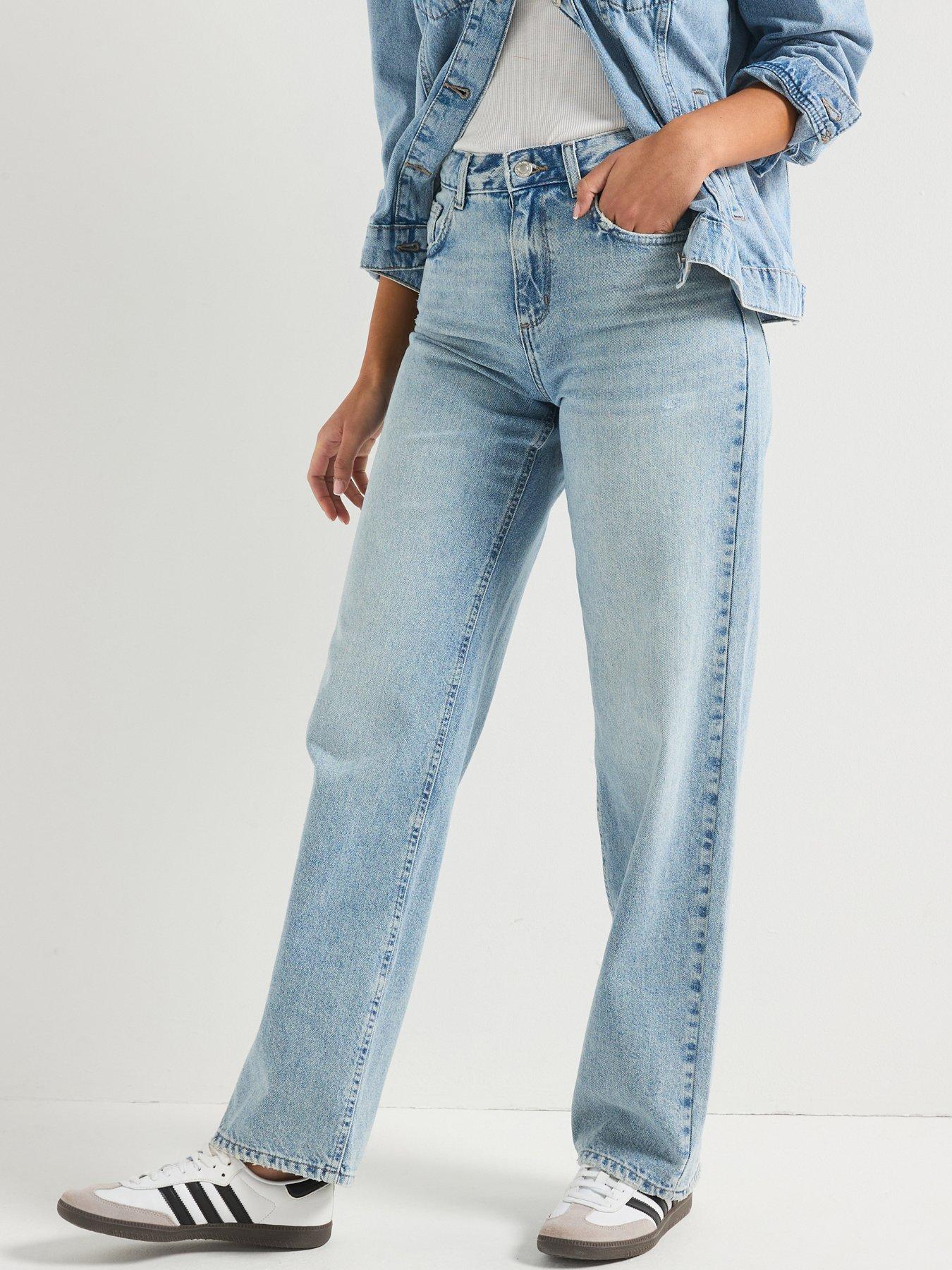 undefined Ella Riley High Waist Straight Leg Jean - Light Blue