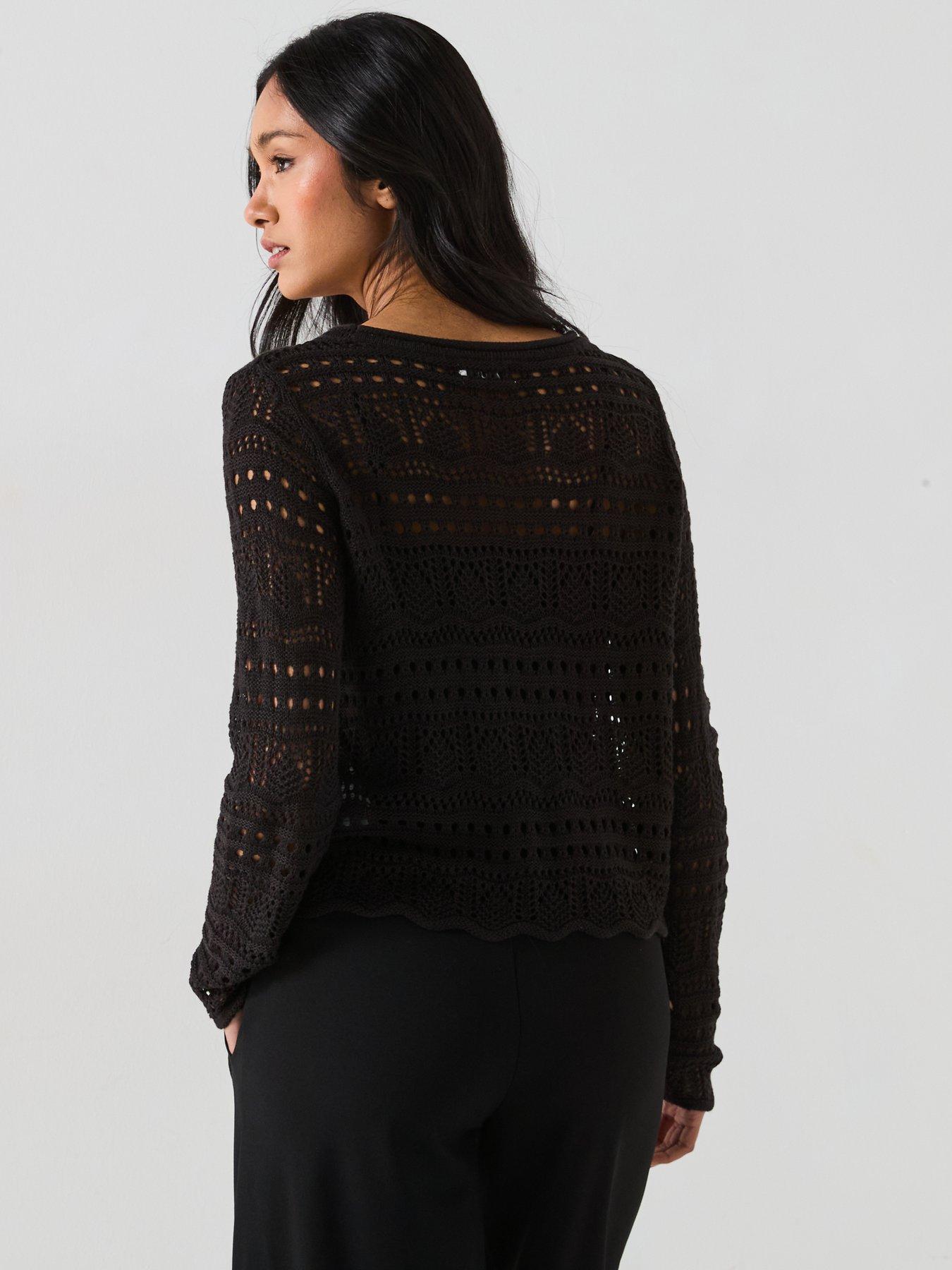  image of jdy-long-sleeve-boatneck-knitted-pullover-black