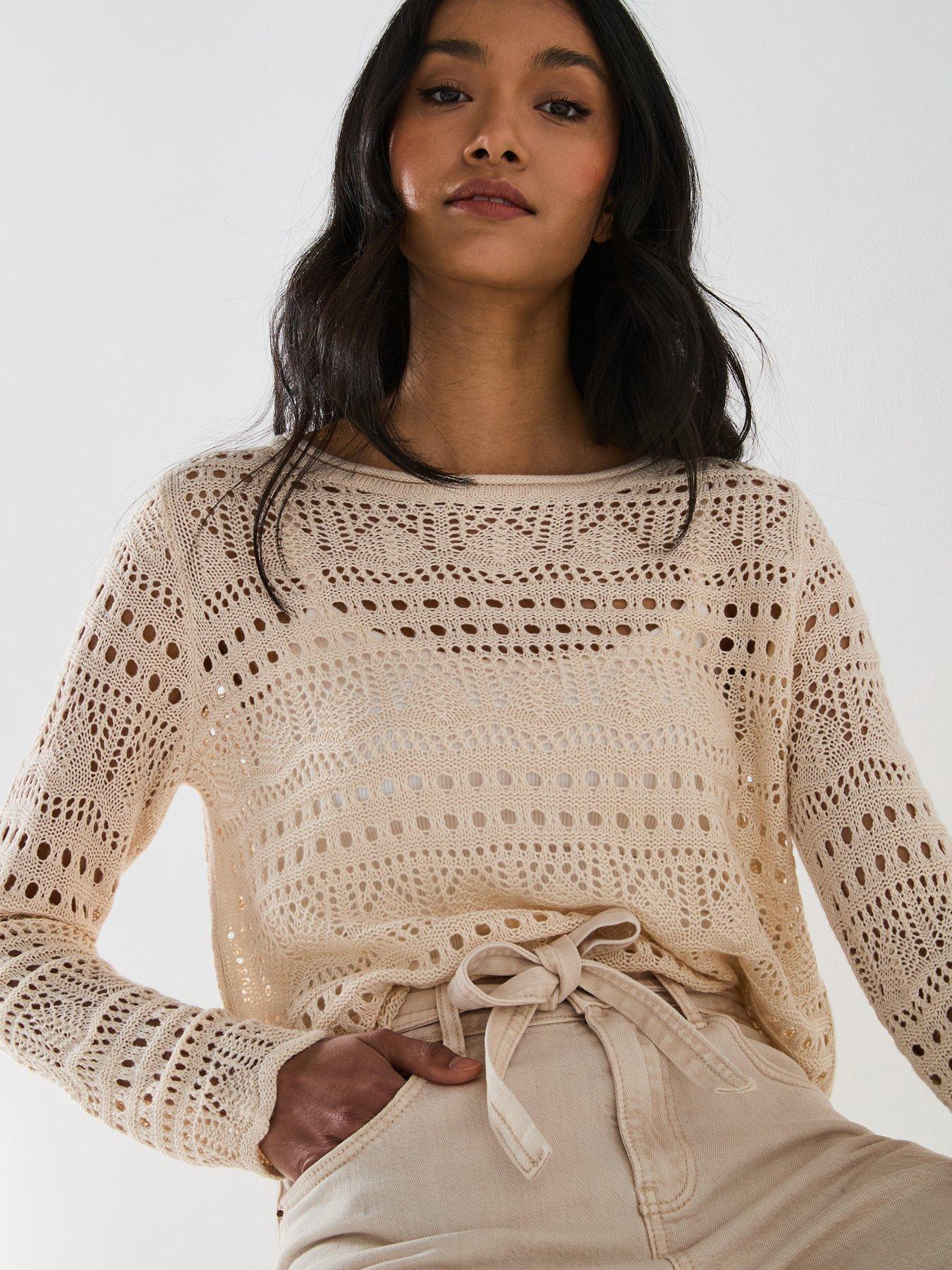  image of jdy-long-sleeve-boatneck-knitted-pullover-beige