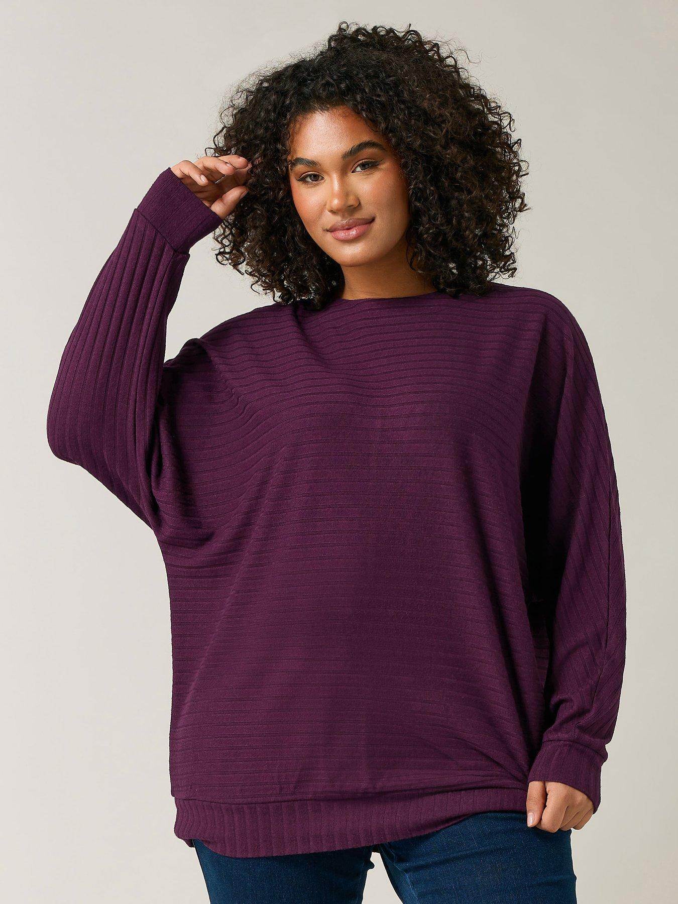  image of evans-ribbed-jumper-purple