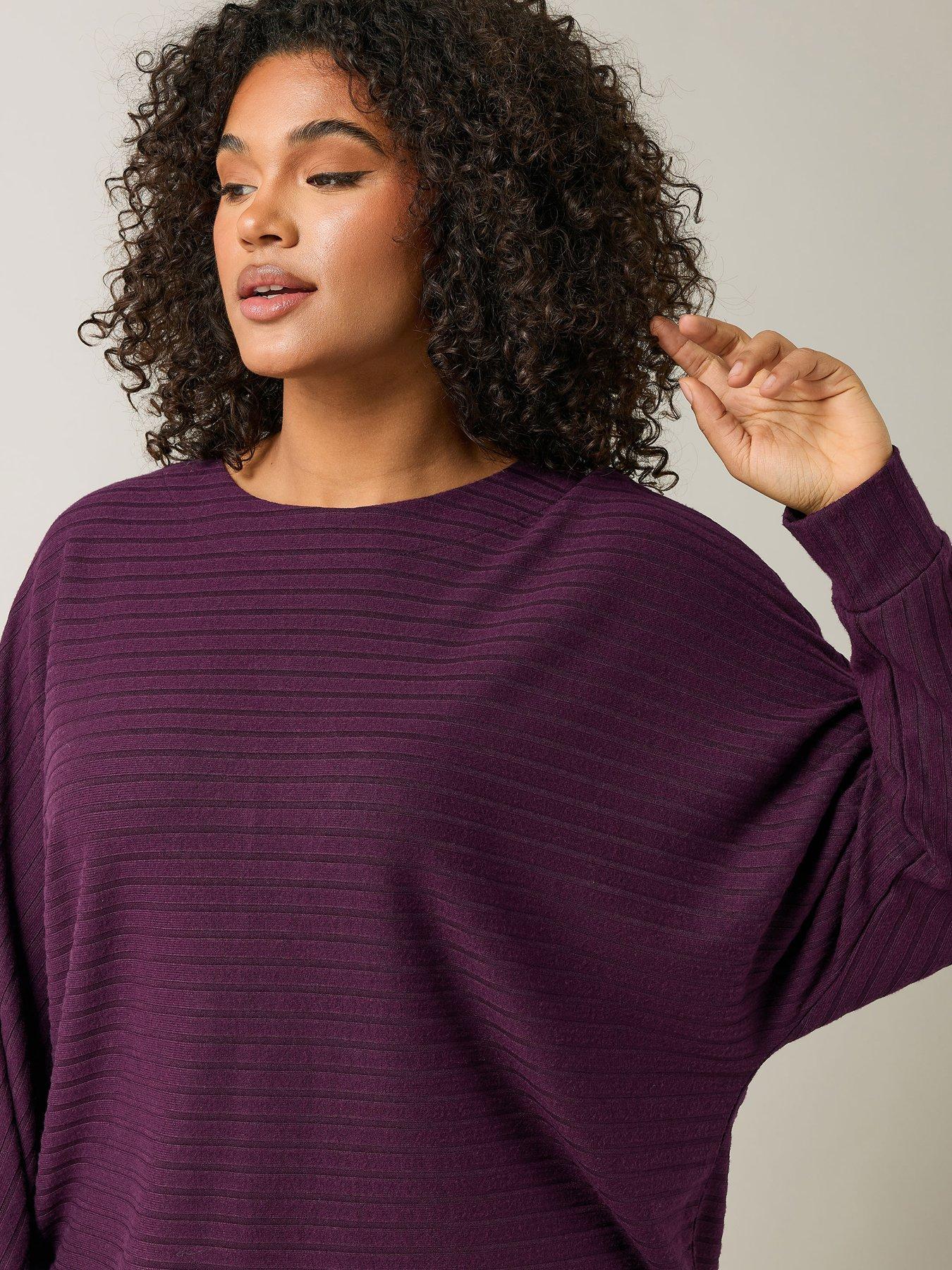 image of evans-ribbed-jumper-purple