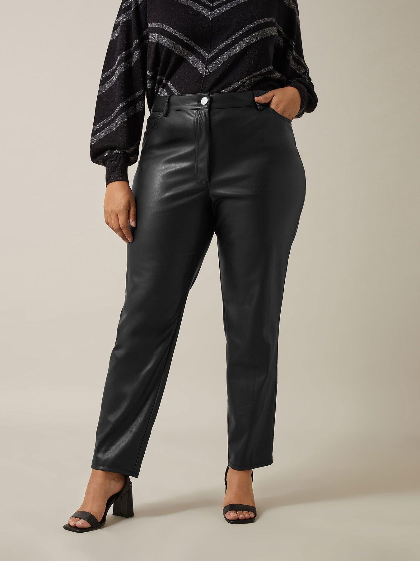 undefined Pu Straight Leg Trouser - Black