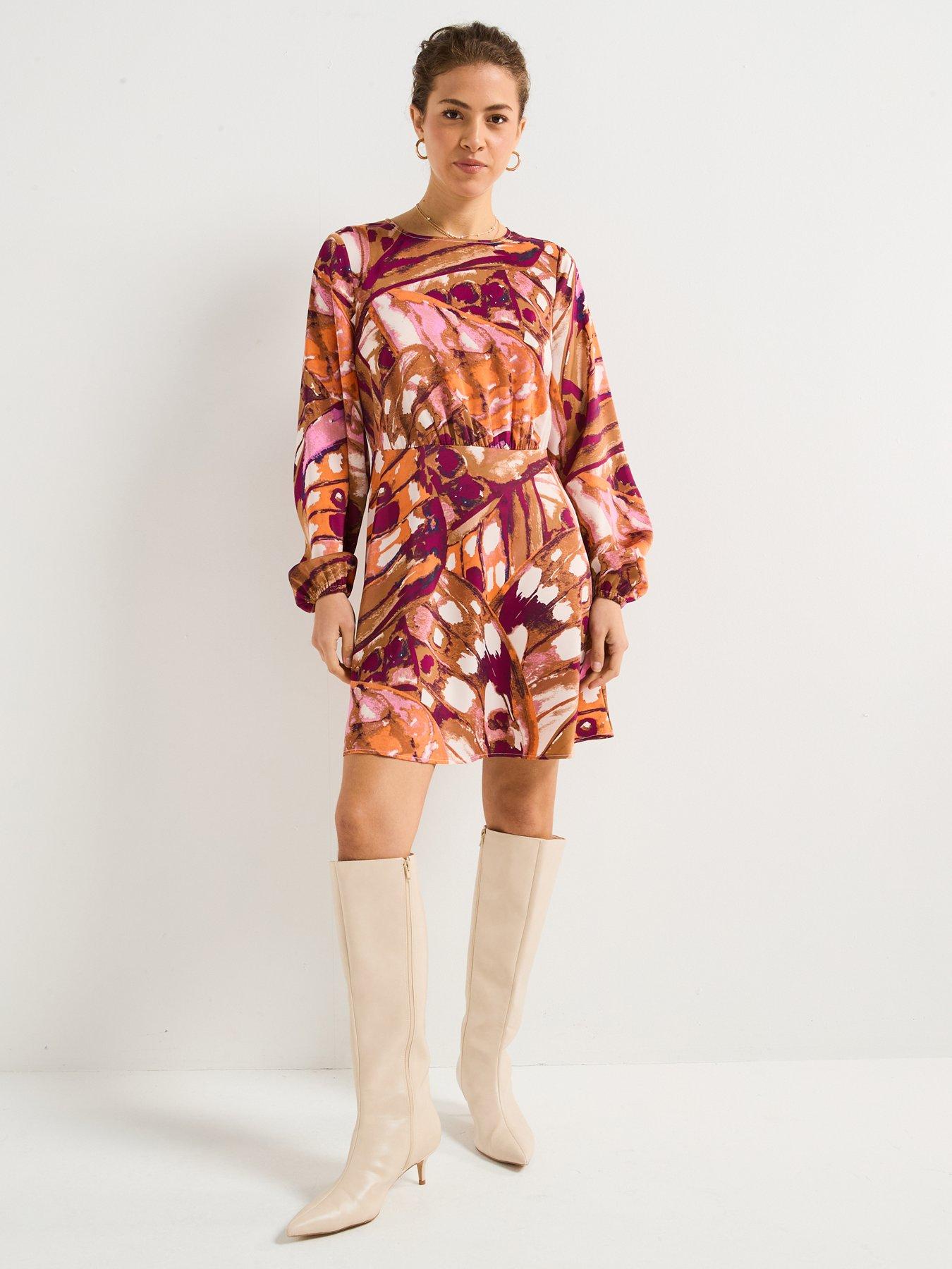  image of vero-moda-linea-long-sleeve-short-woven-dress-multi