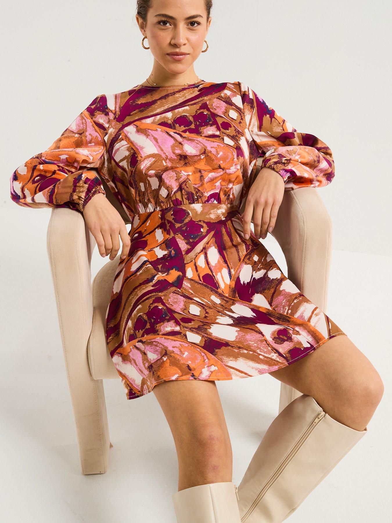  image of vero-moda-linea-long-sleeve-short-woven-dress-multi