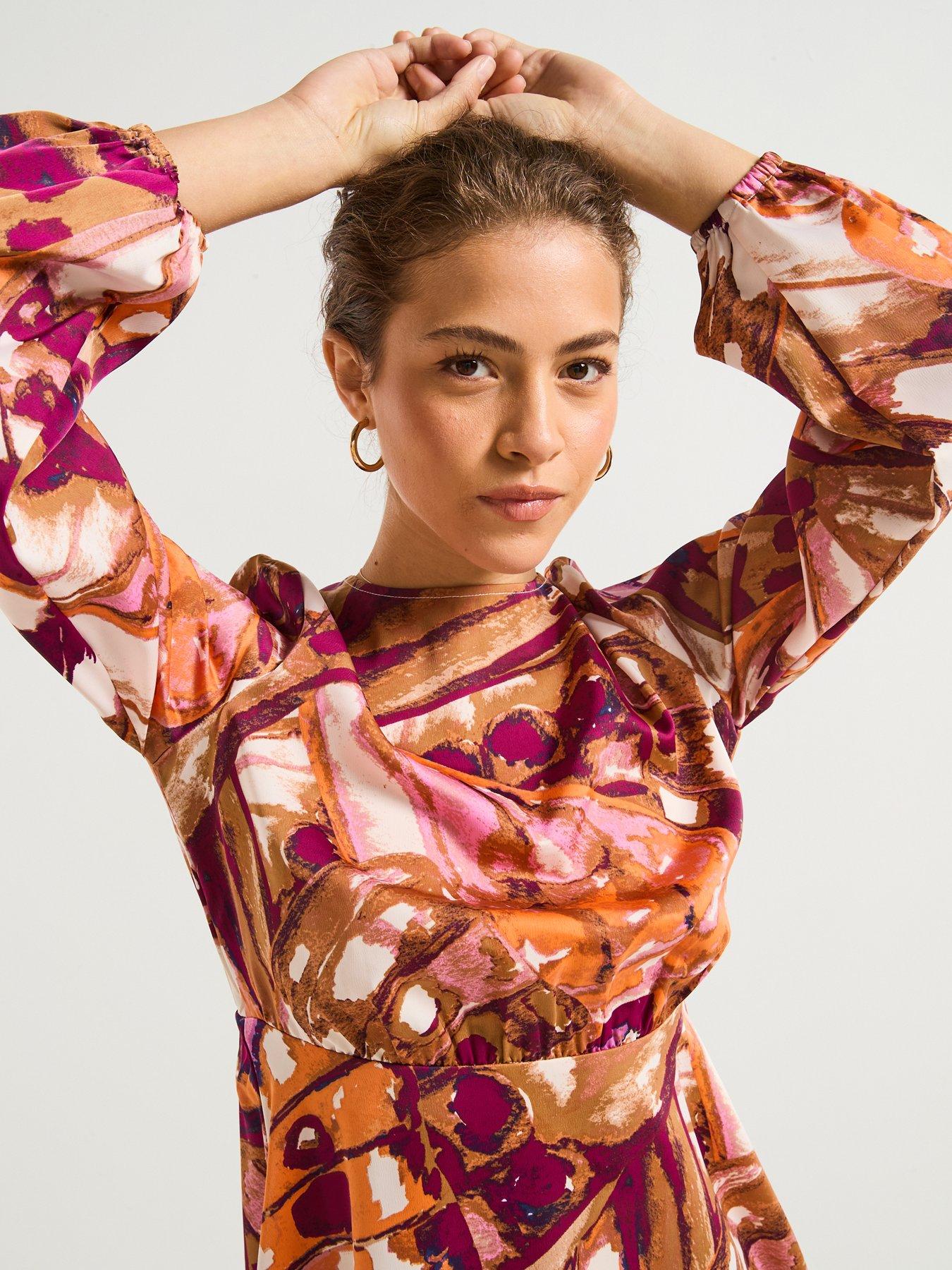  image of vero-moda-linea-long-sleeve-short-woven-dress-multi