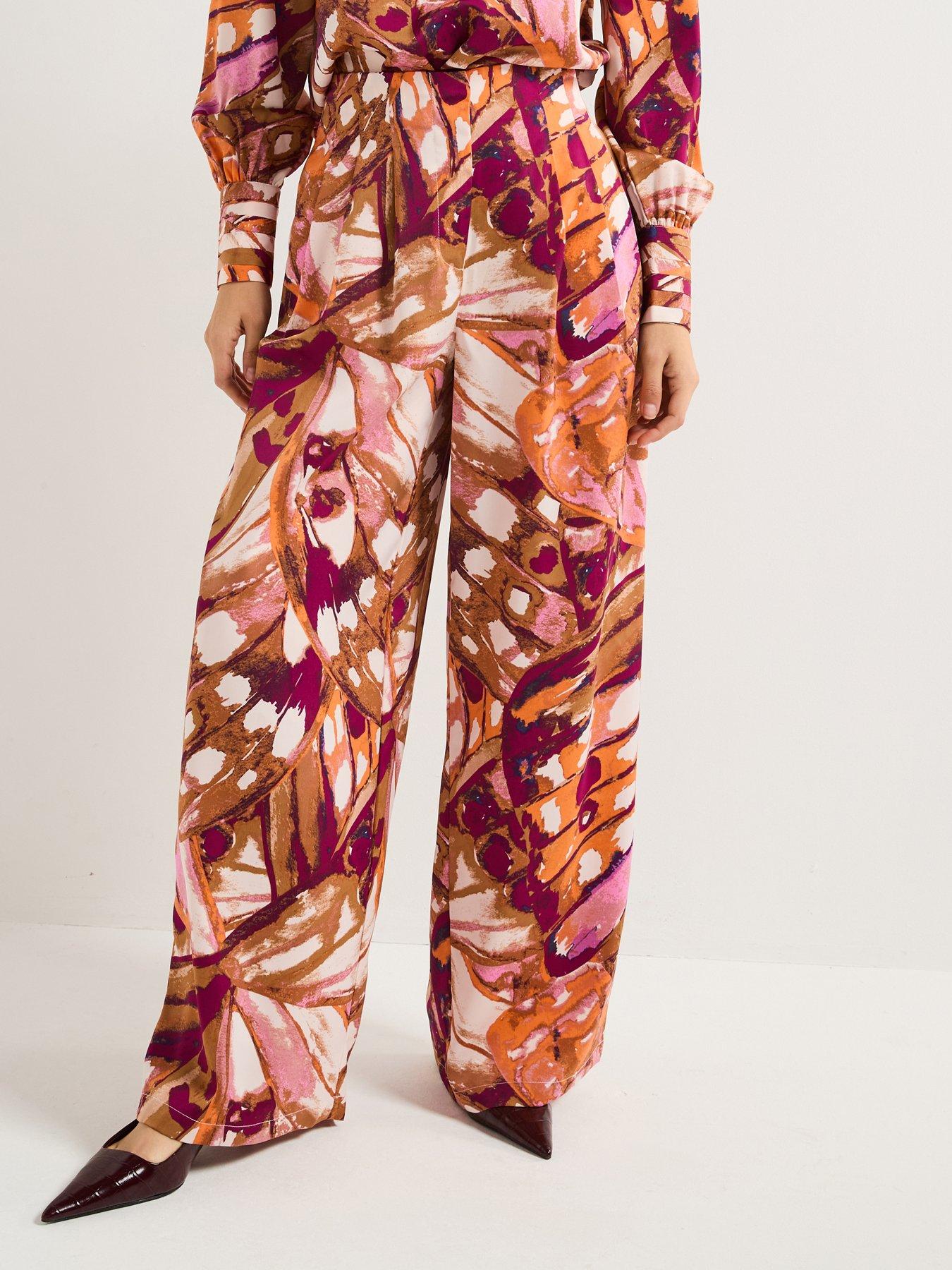 undefined Linea Mid Waist Wide Leg Woven Pants - Multi