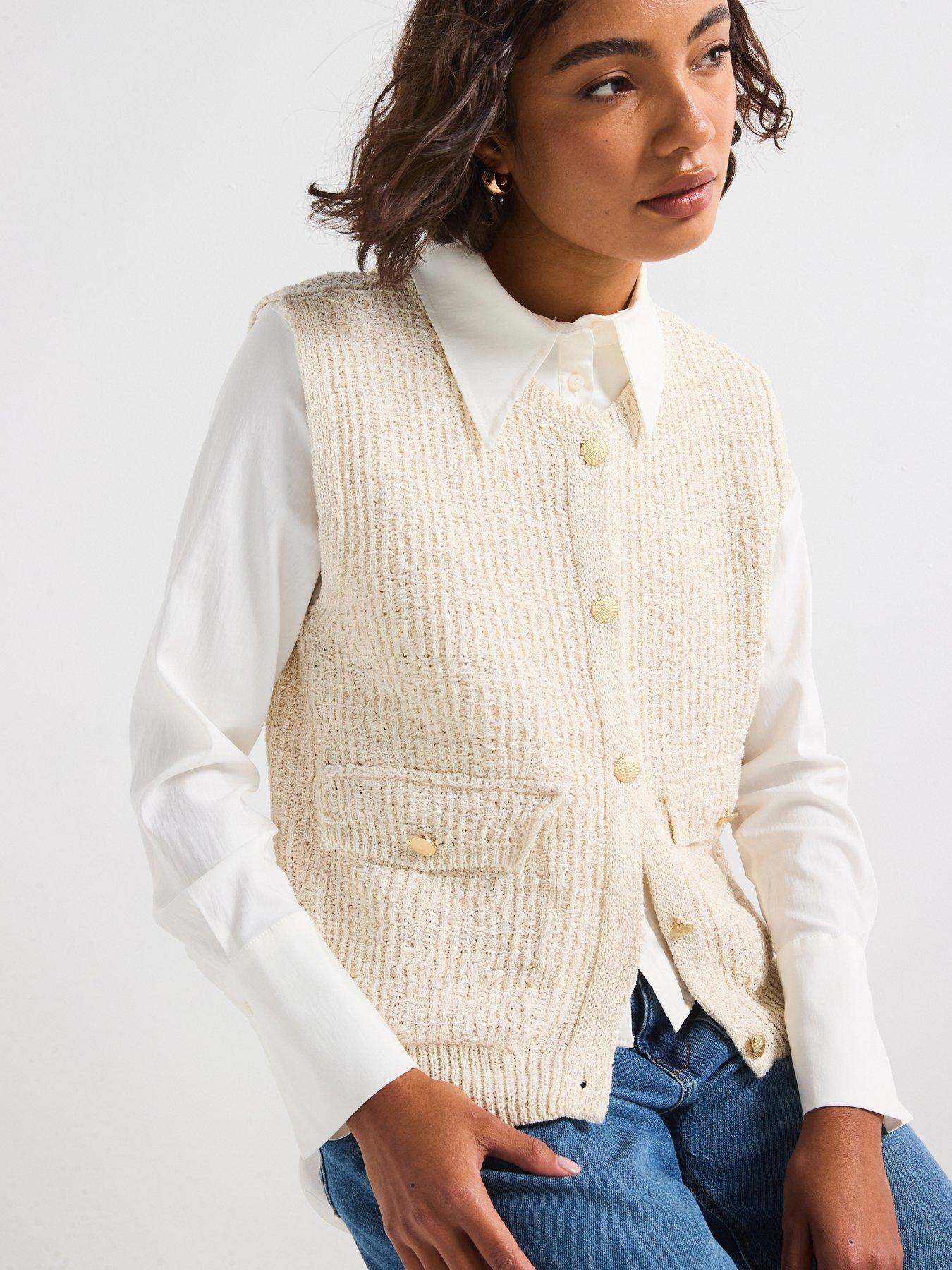  image of only-celeste-o-neck-knitted-vest-beige