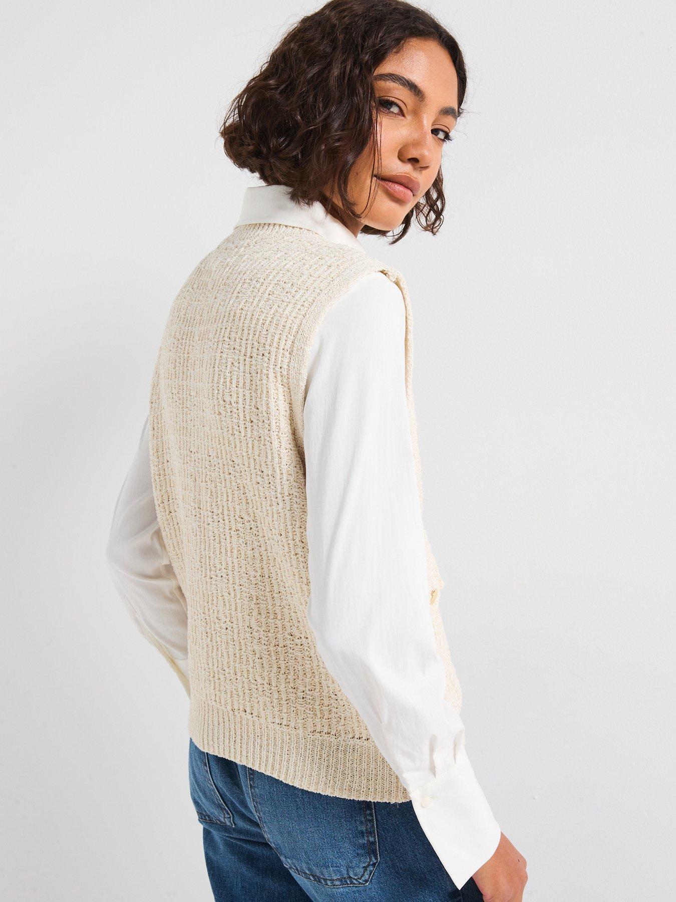  image of only-celeste-o-neck-knitted-vest-beige