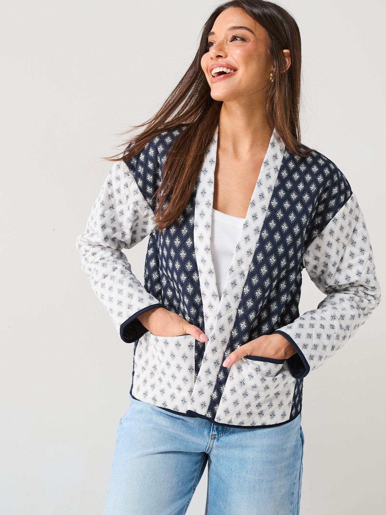 JDY Printed Quilted Jacket - Black/White - Multi