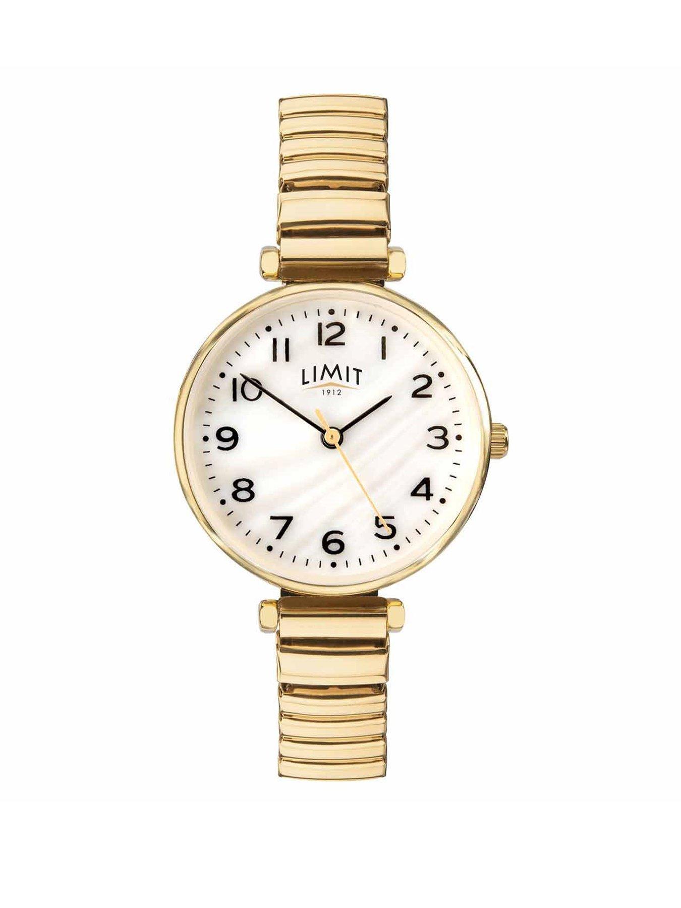 Limit Womens Classic Gold Stainless Steel Expanding Bracelet with White Dial Analogue Watch