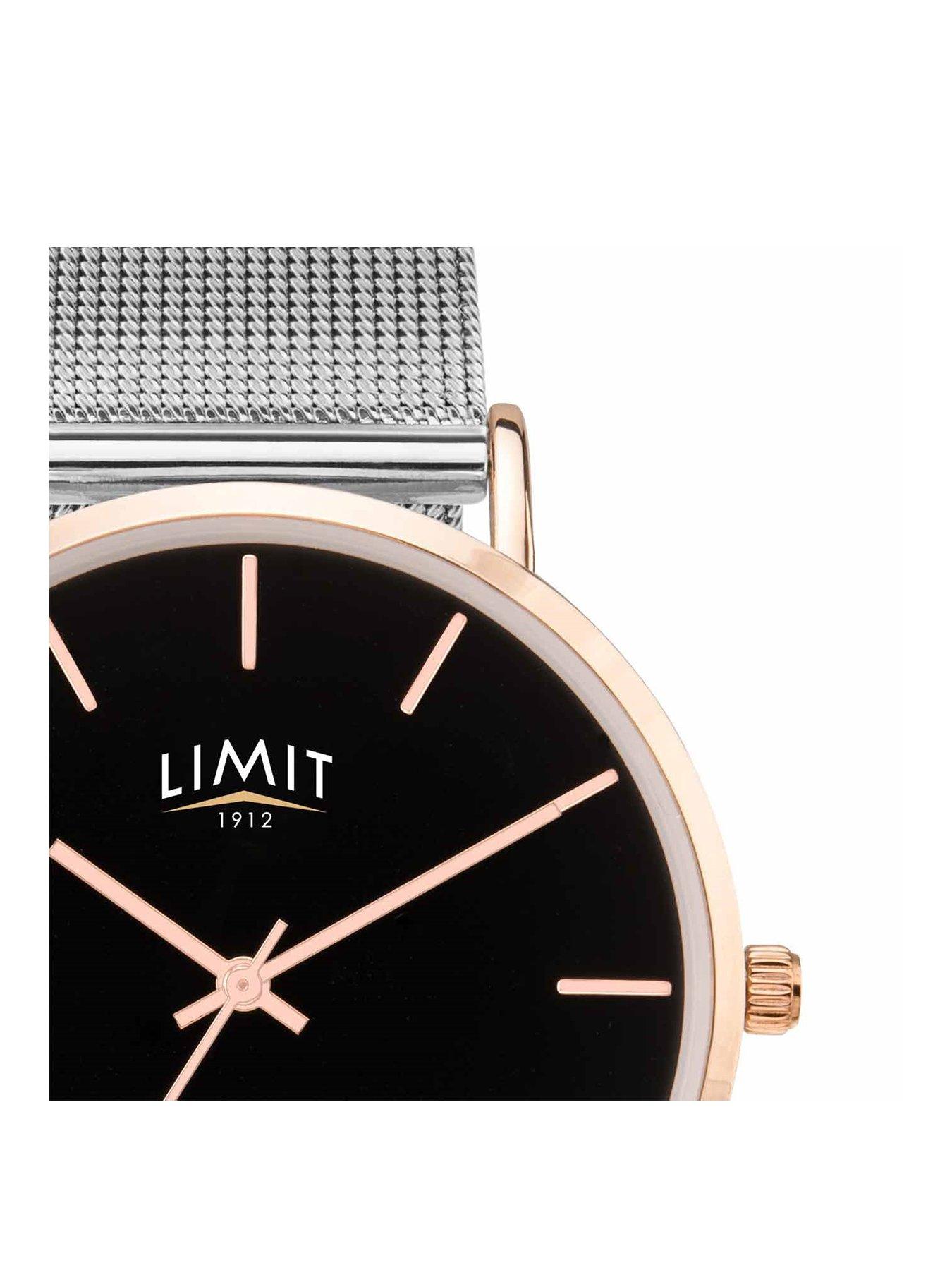 Image 2 of 4 of Limit Womens Fashion Silver Stainless Steel Mesh Bracelet with Black Dial Analogue Watch