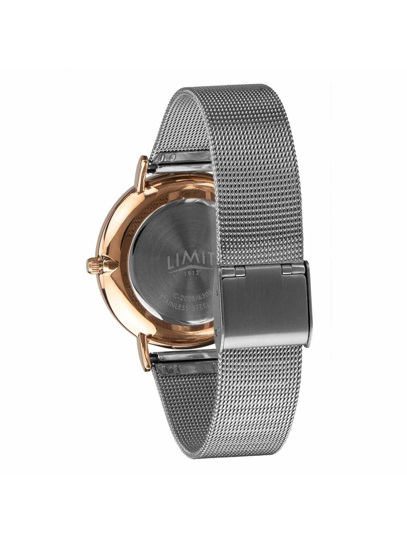 Image 4 of 4 of Limit Womens Fashion Silver Stainless Steel Mesh Bracelet with Black Dial Analogue Watch