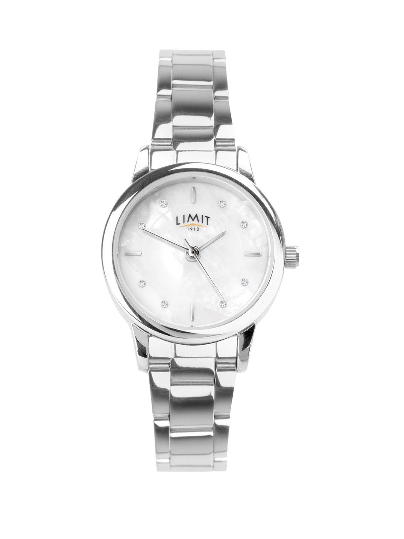Limit Womens Silver Stainless Steel Bracelet with White Dial Analogue Watch