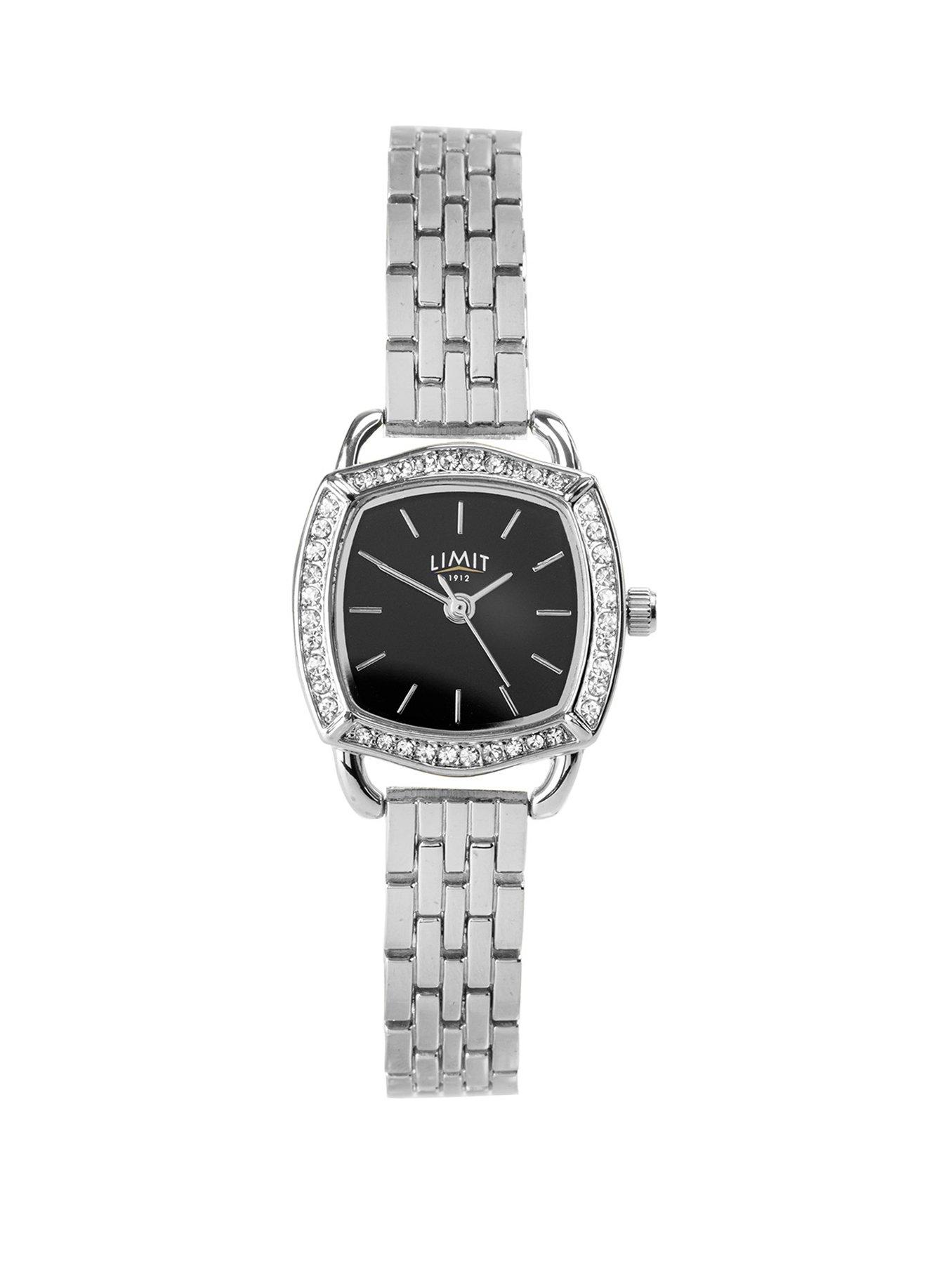 Limit Womens Silver Stainless Steel Bracelet with Black Dial Analogue Watch