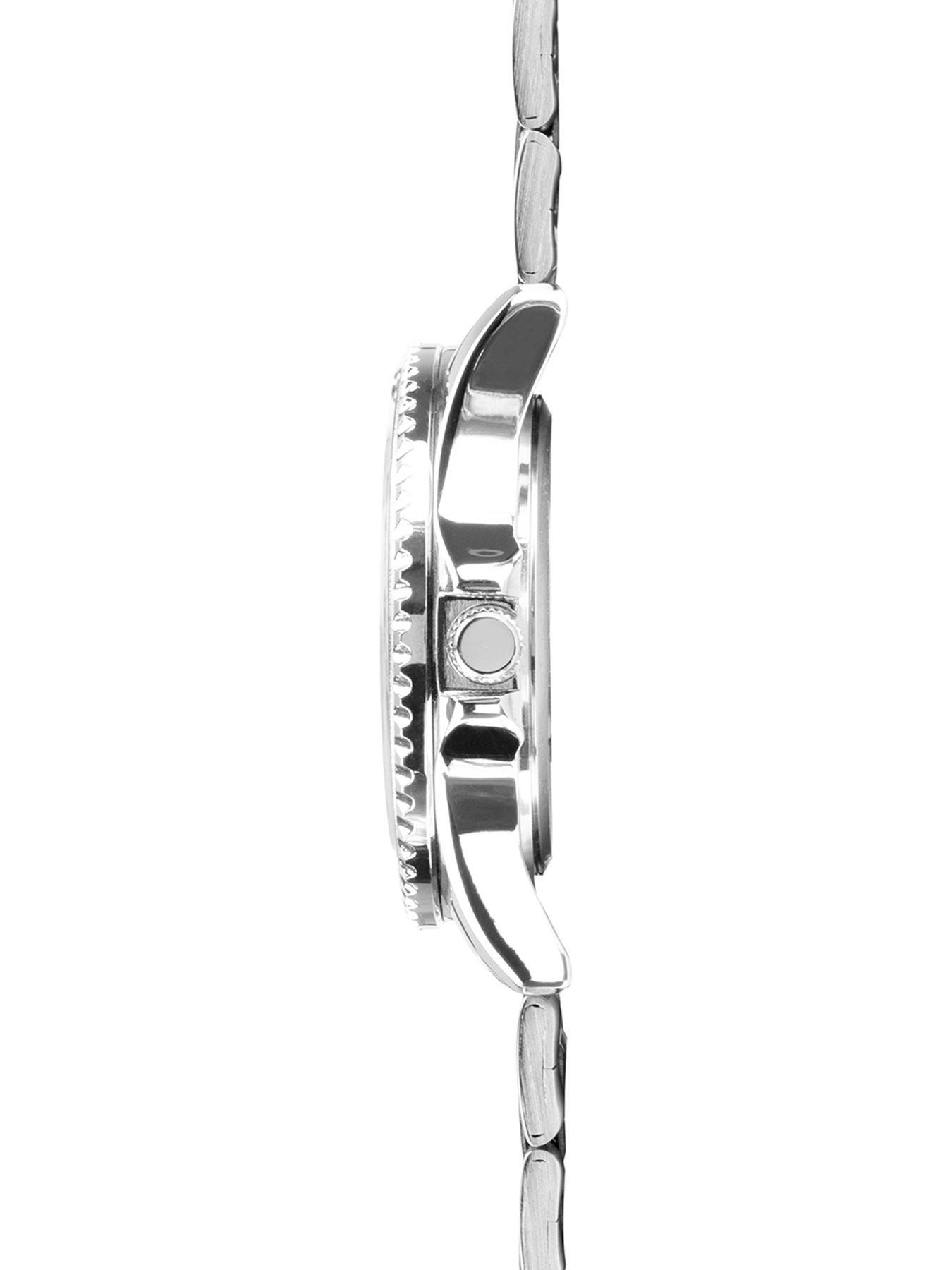  image of limit-womens-silver-stainless-steel-mesh-bracelet-with-silver-white-dial-analogue-gift-set