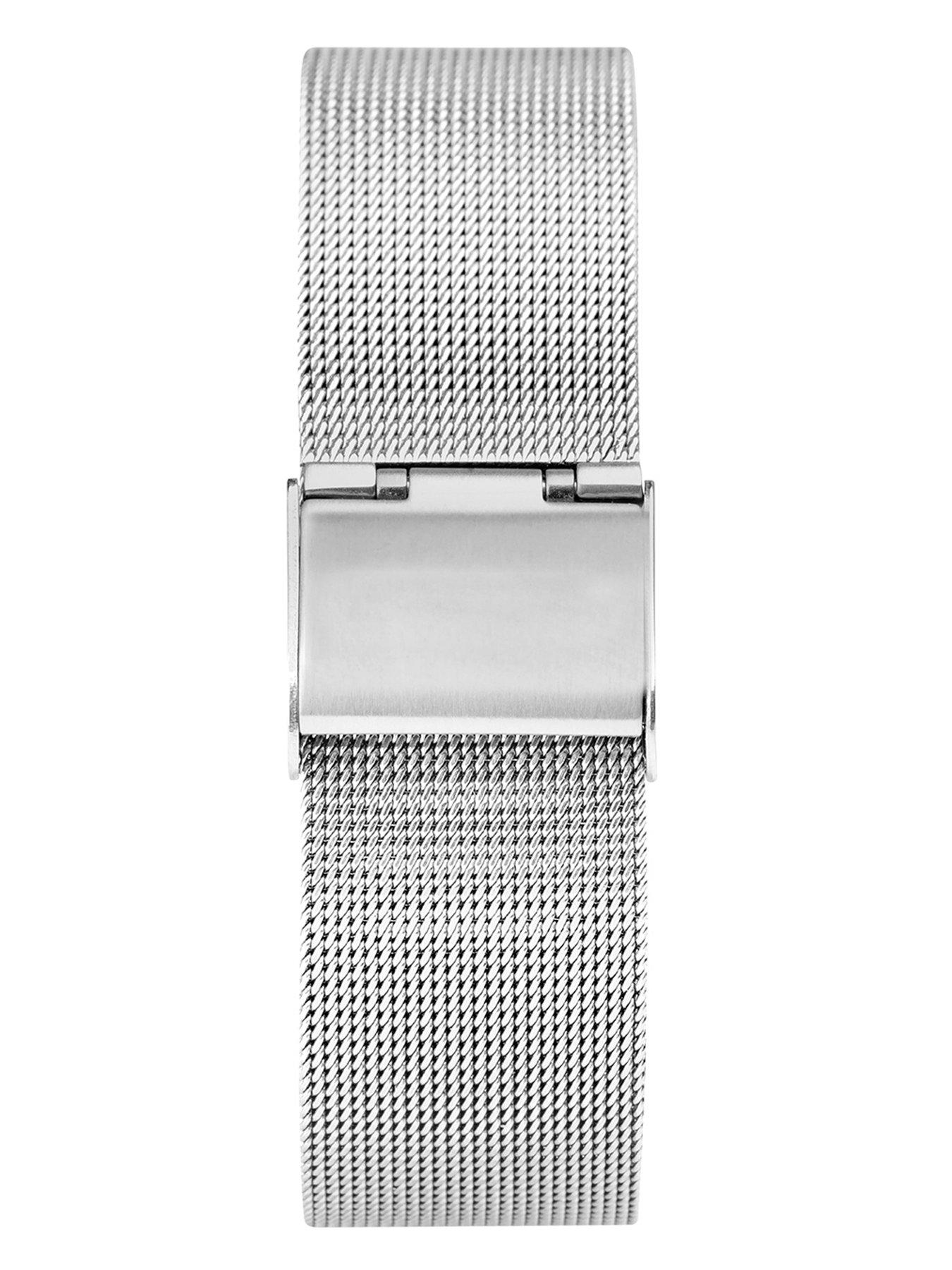 image of limit-womens-silver-stainless-steel-mesh-bracelet-with-silver-white-dial-analogue-gift-set