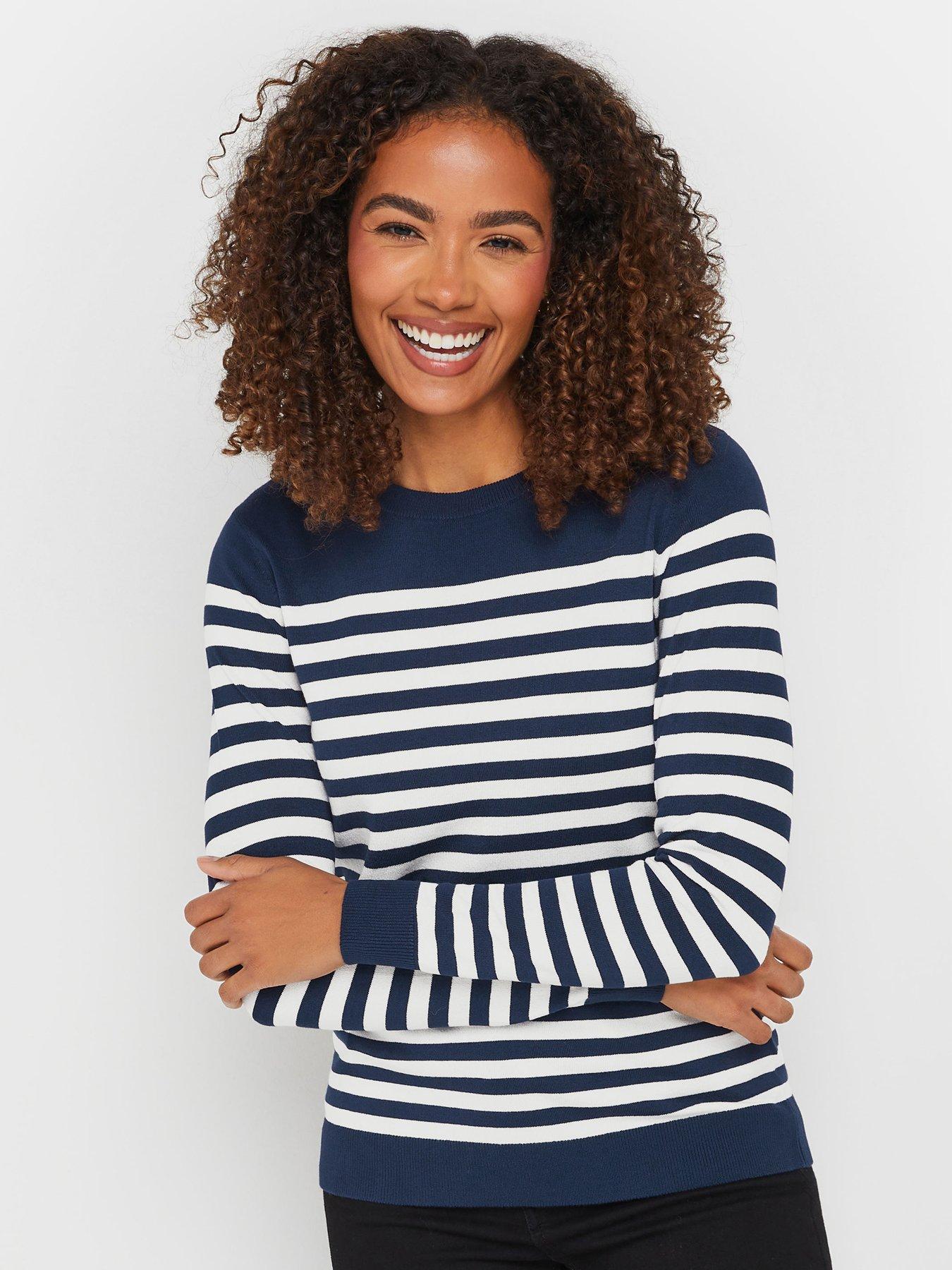  image of mco-striped-crew-neck-jumper-blue