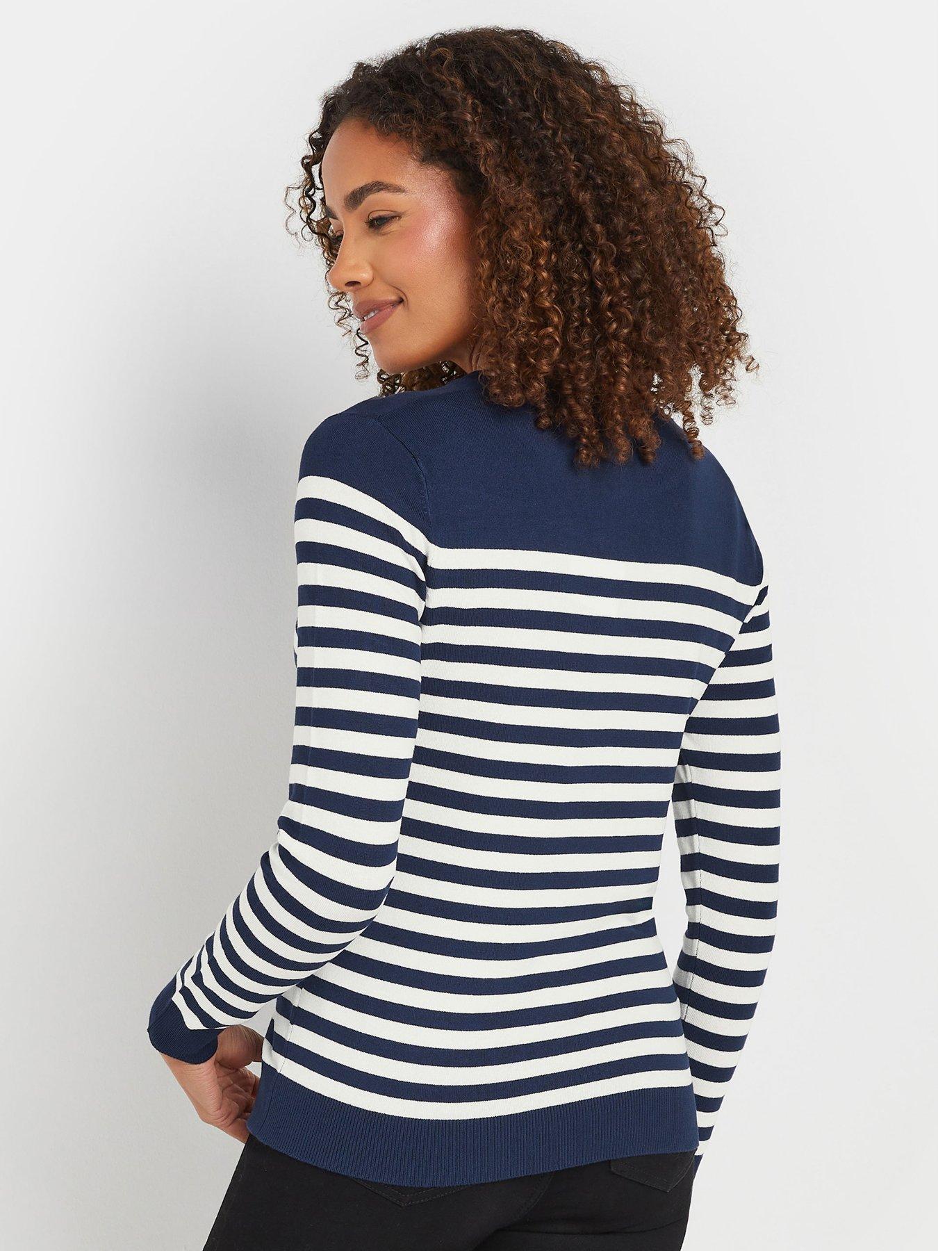  image of mco-striped-crew-neck-jumper-blue