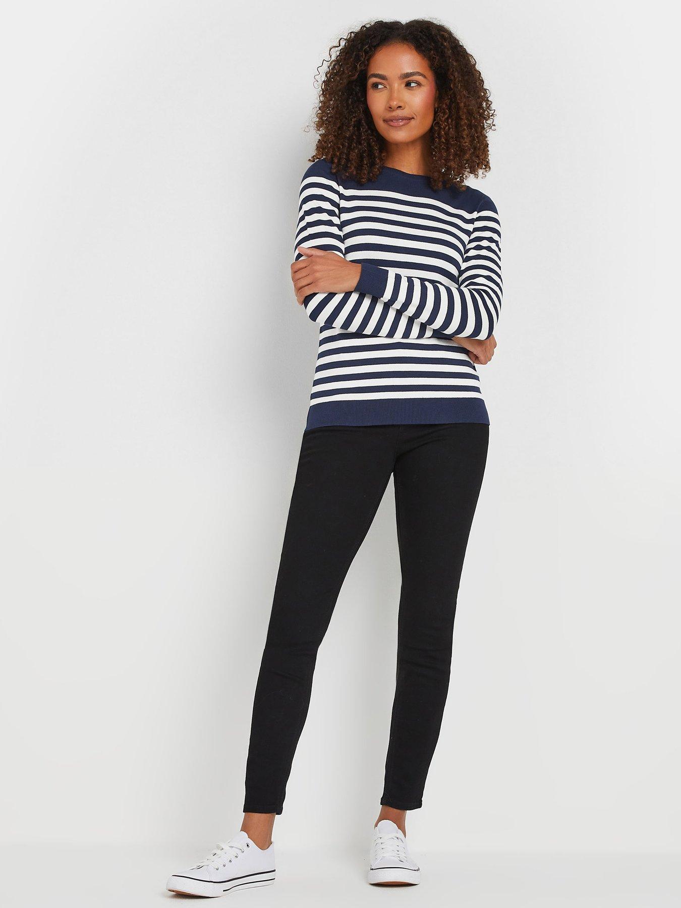  image of mco-striped-crew-neck-jumper-blue