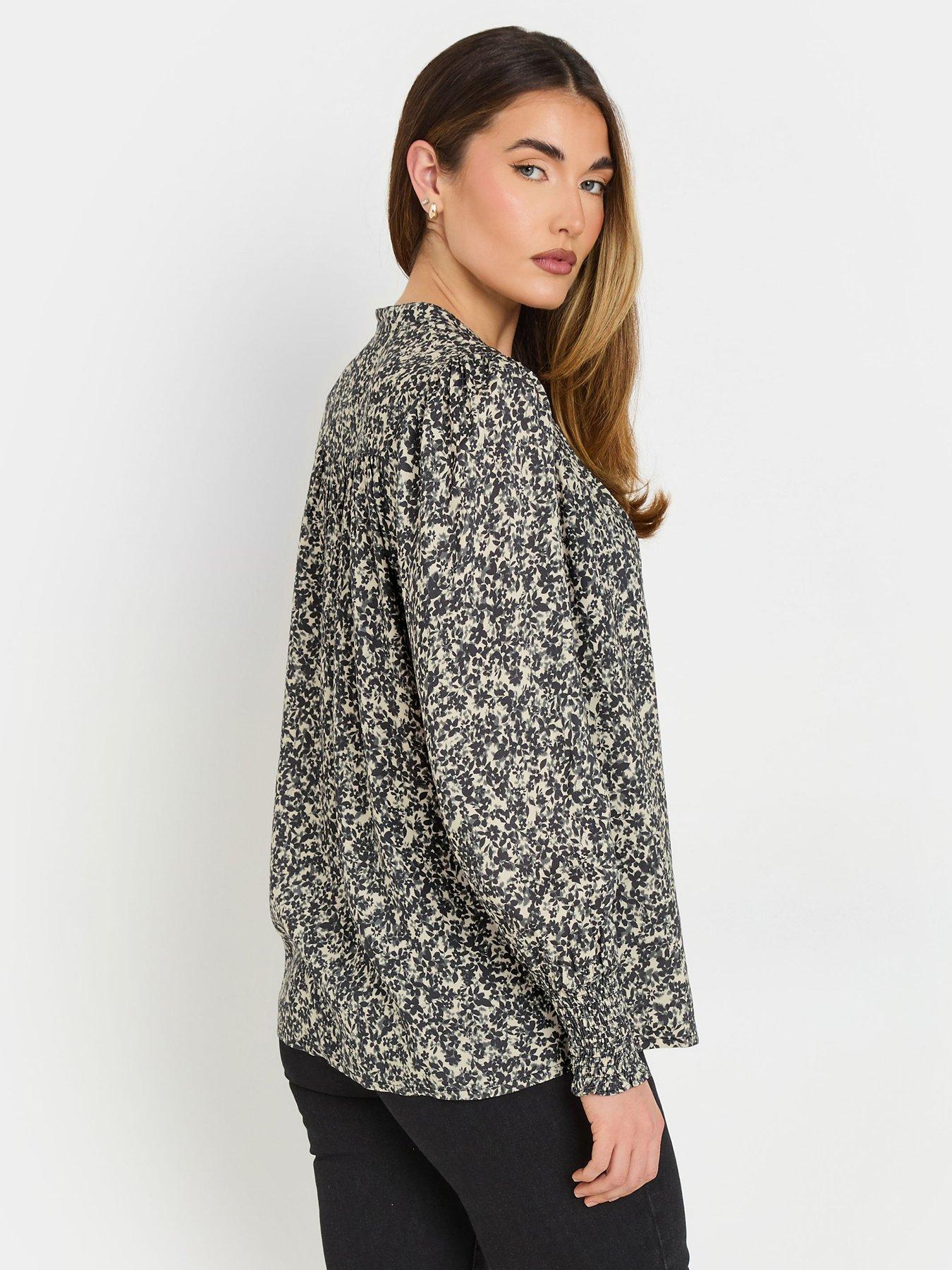  image of long-tall-sally-yoke-button-shirt-grey