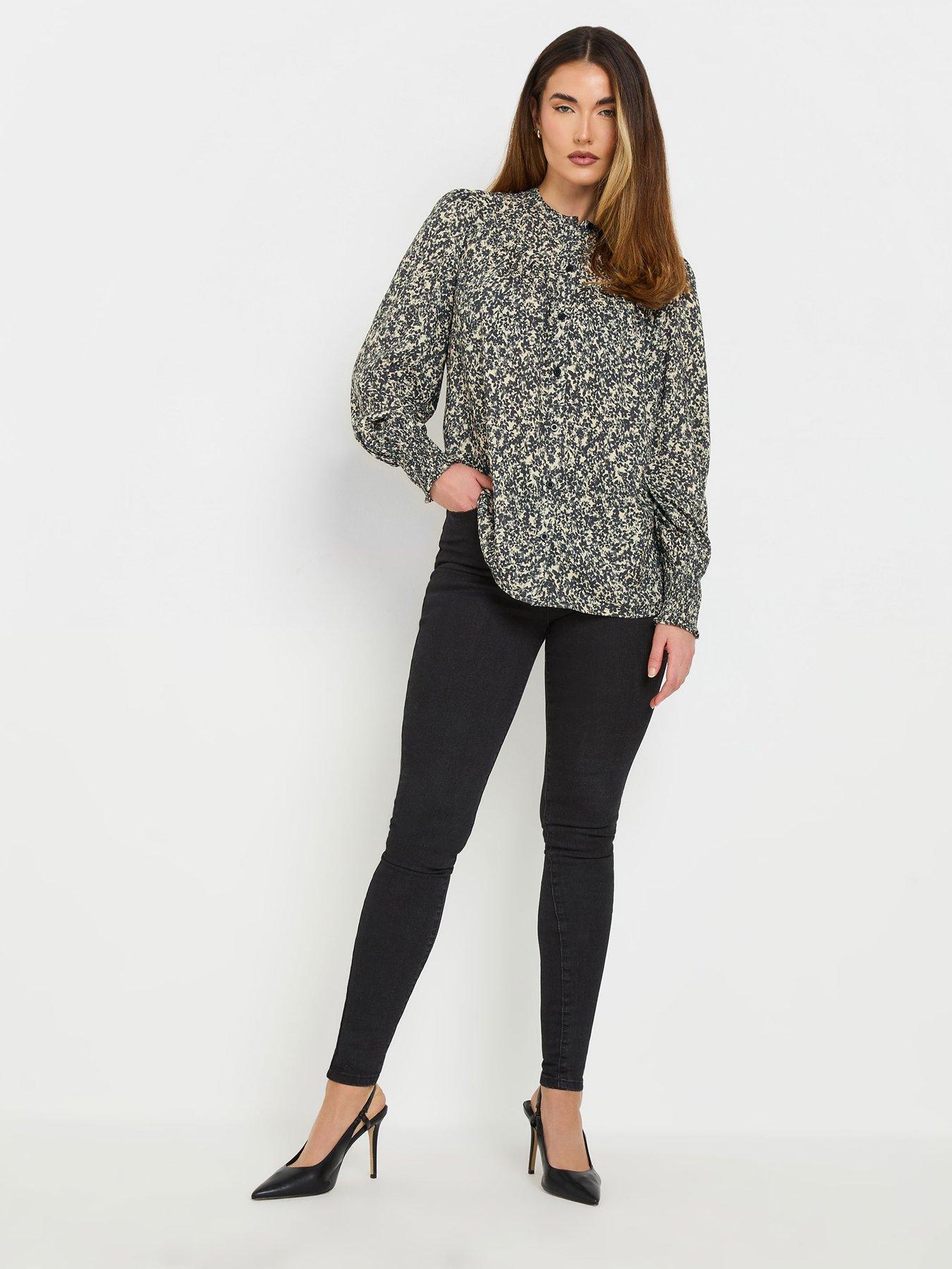  image of long-tall-sally-yoke-button-shirt-grey