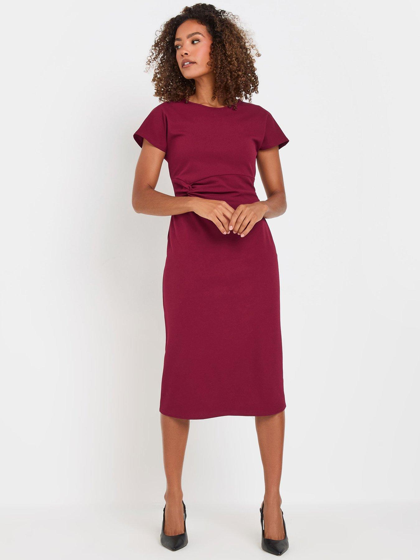 undefined Berry Bow Detail Midi Dress