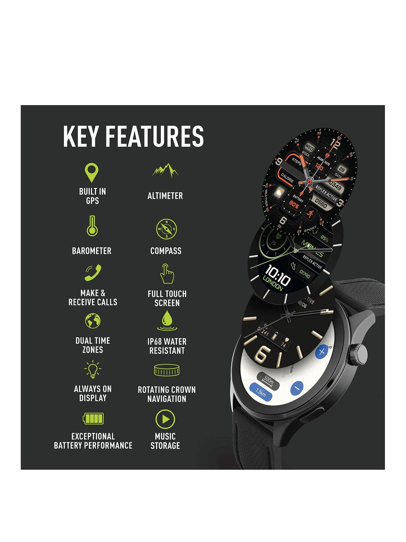  image of reflex-active-series-45-black-silicone-amoled-gps-sports-smart-calling-watch