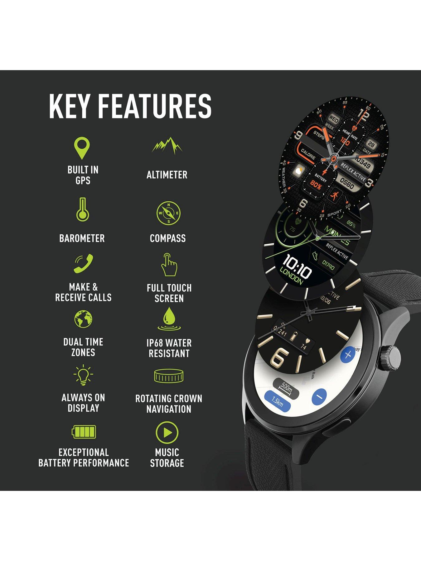  image of reflex-active-series-45-black-silicone-amoled-gps-sports-smart-calling-watch