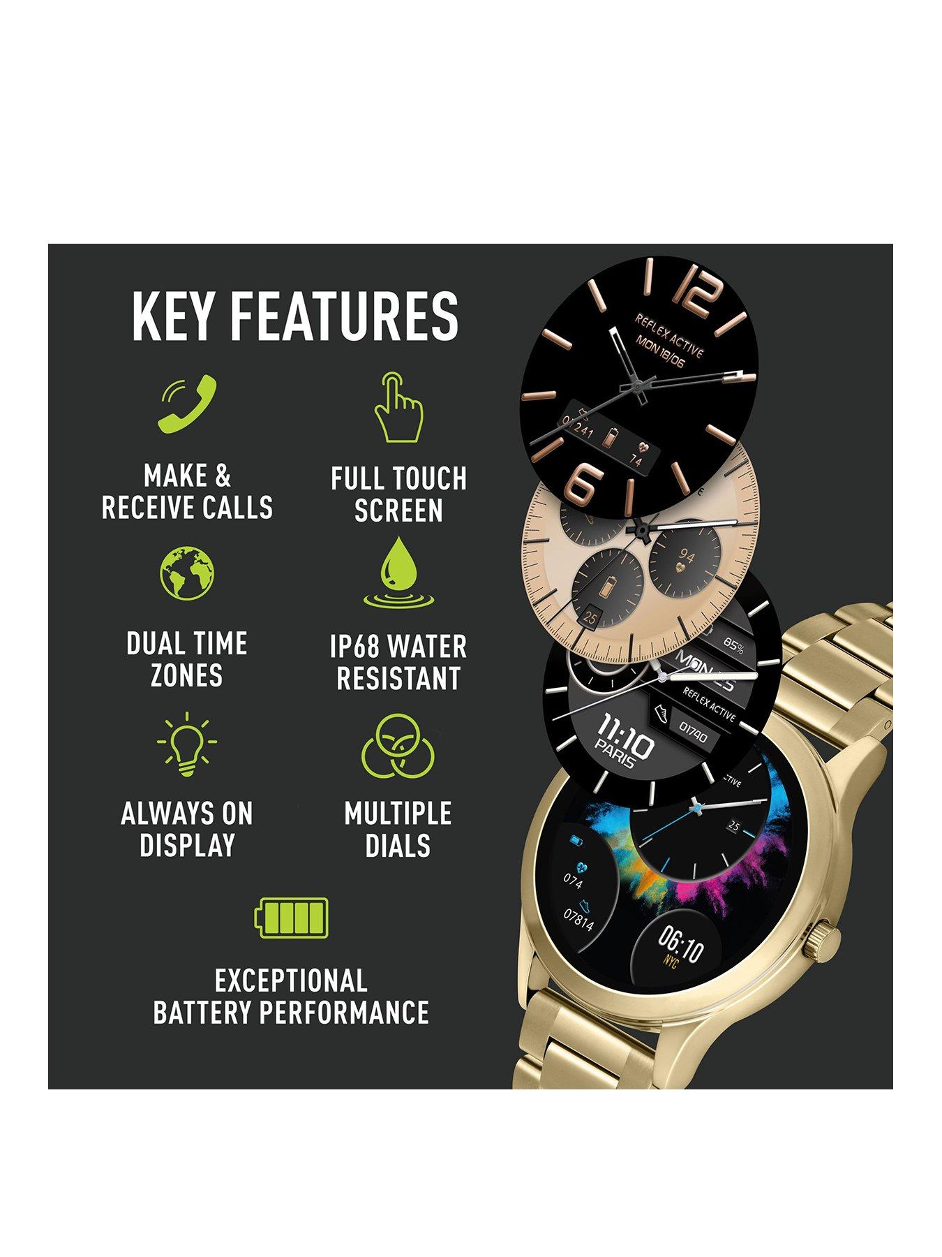  image of reflex-active-series-31-gold-stainless-steel-strap-amoled-smart-calling-watch