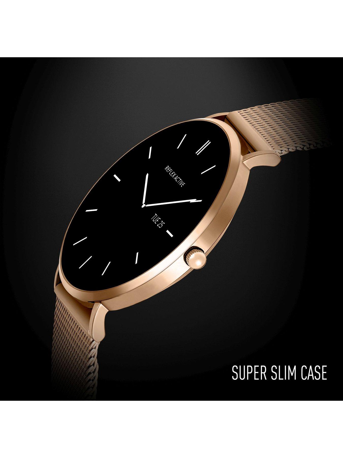  image of reflex-active-series-42-rose-gold-mesh-and-pink-silicone-strap-amoled-ultra-slim-smart-calling-watch-set